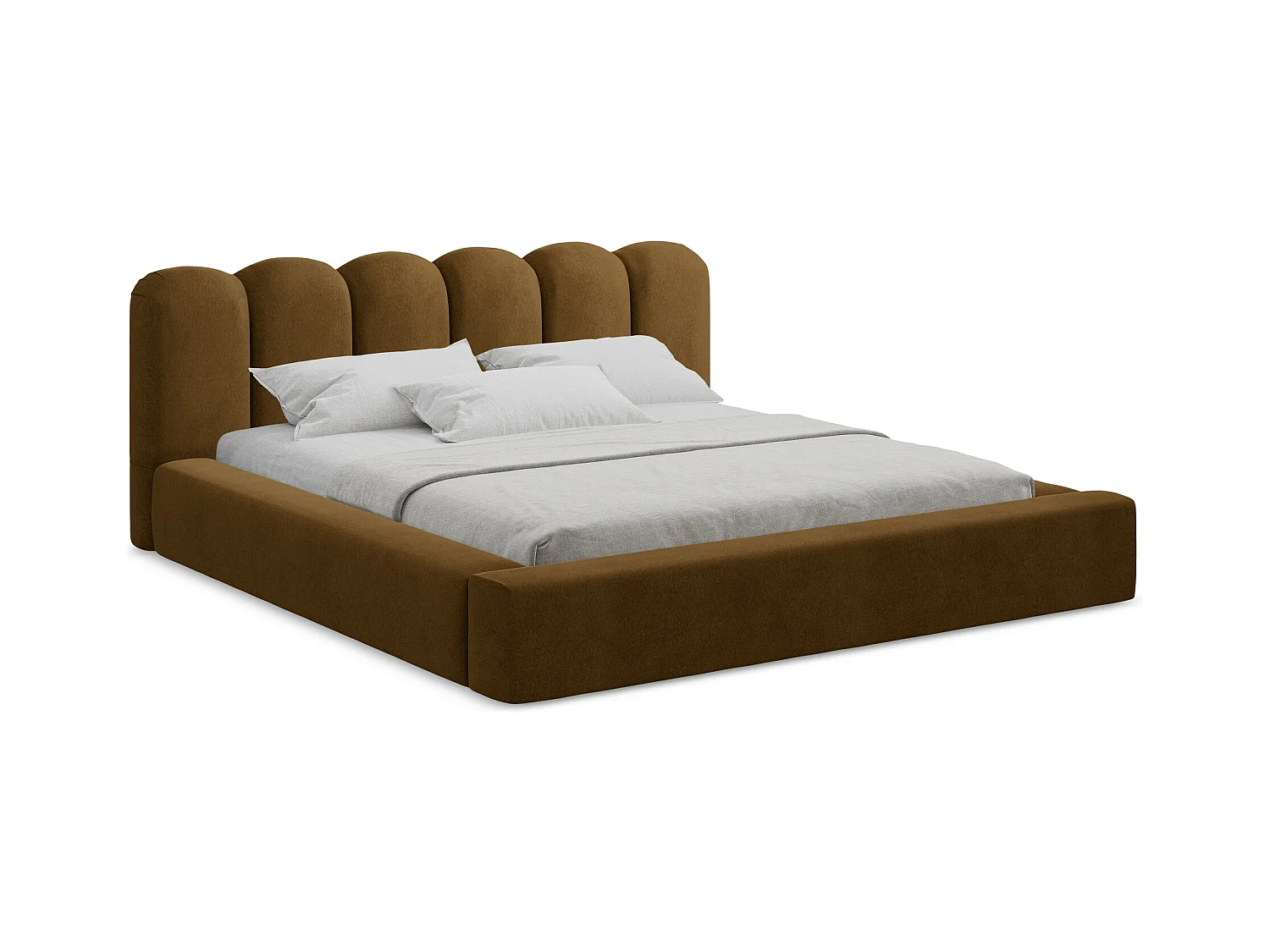 Lit rembourré avec rangement 200 x 238 - en Samt - moutarde - MANO