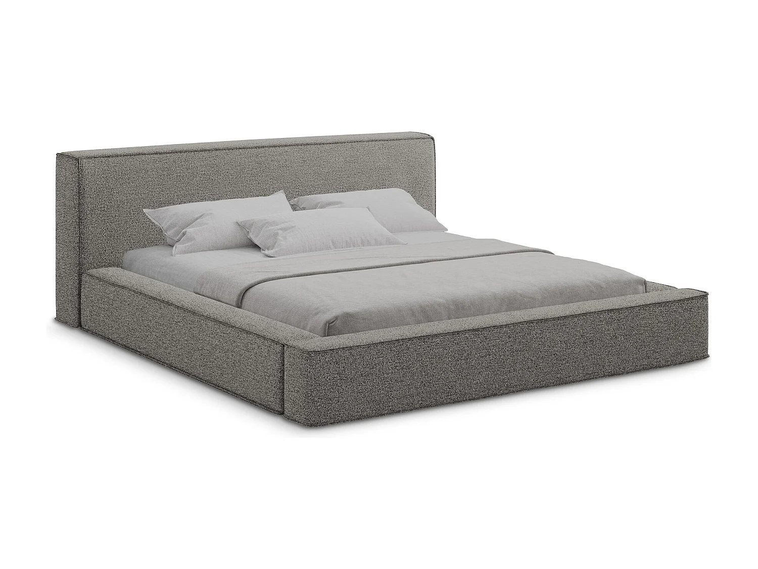 Cama com espaço de arrumação 140x200 cm em tecido bouclé - taupe - NOHO