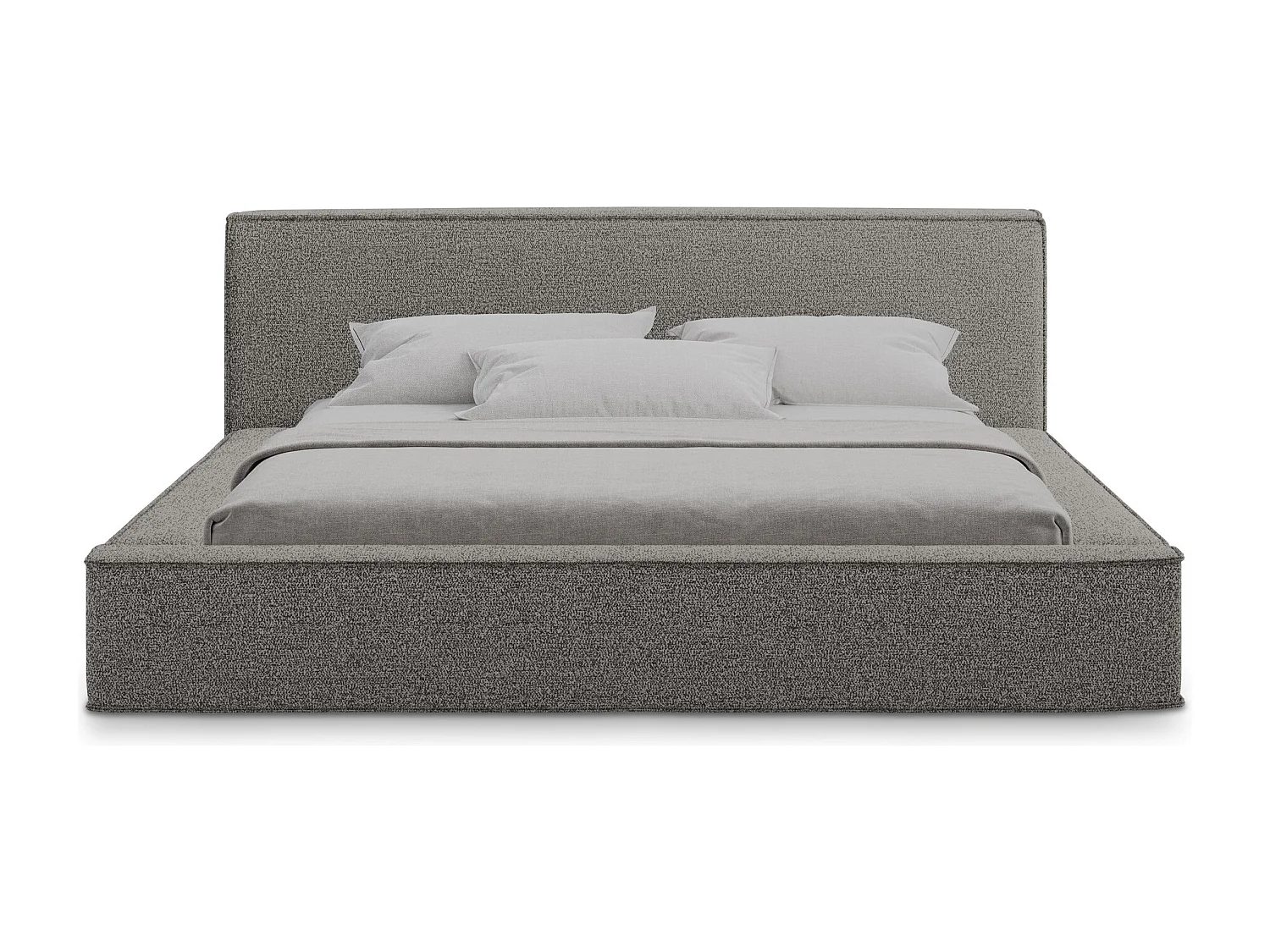 Cama com espaço de arrumação 140x200 cm em tecido bouclé - taupe - NOHO