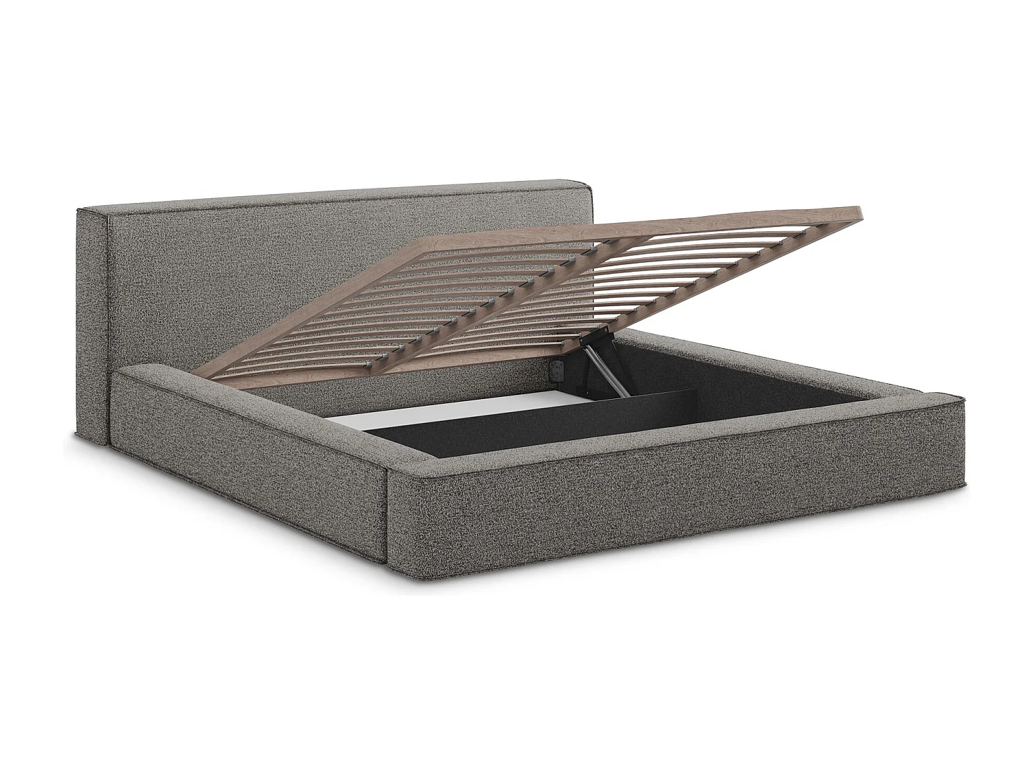 Cama com espaço de arrumação 140x200 cm em tecido bouclé - taupe - NOHO