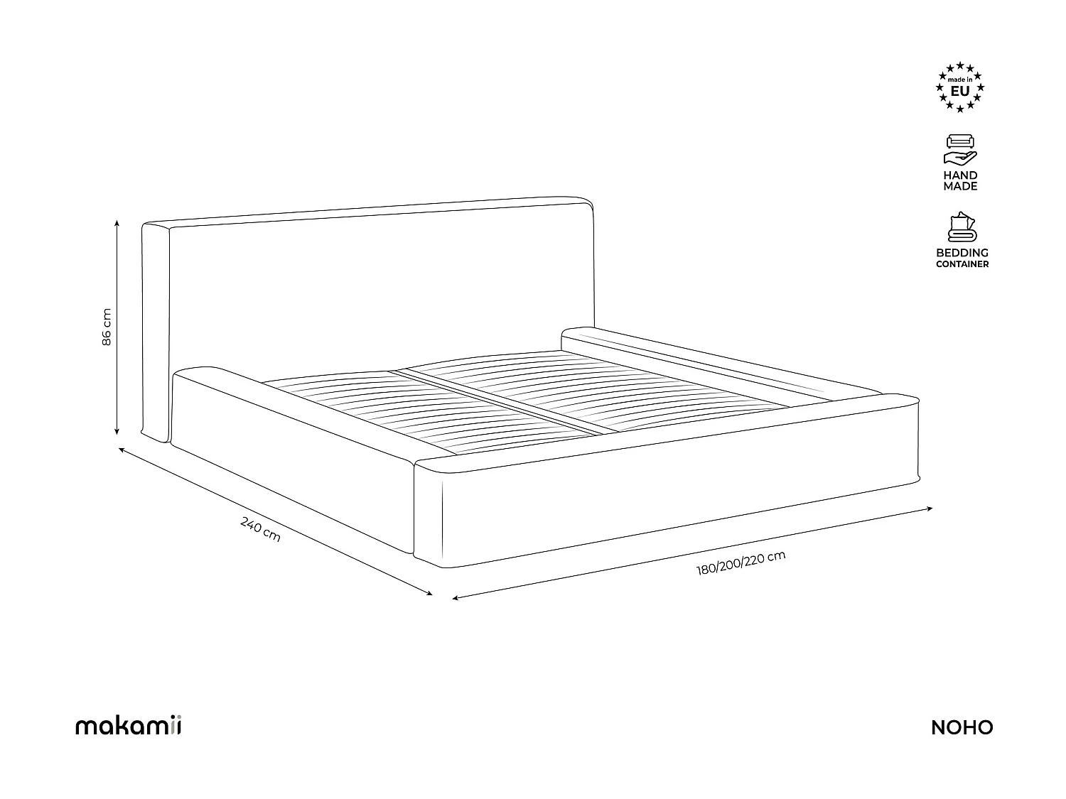 Cama com espaço de arrumação 140x200 cm em tecido bouclé - taupe - NOHO