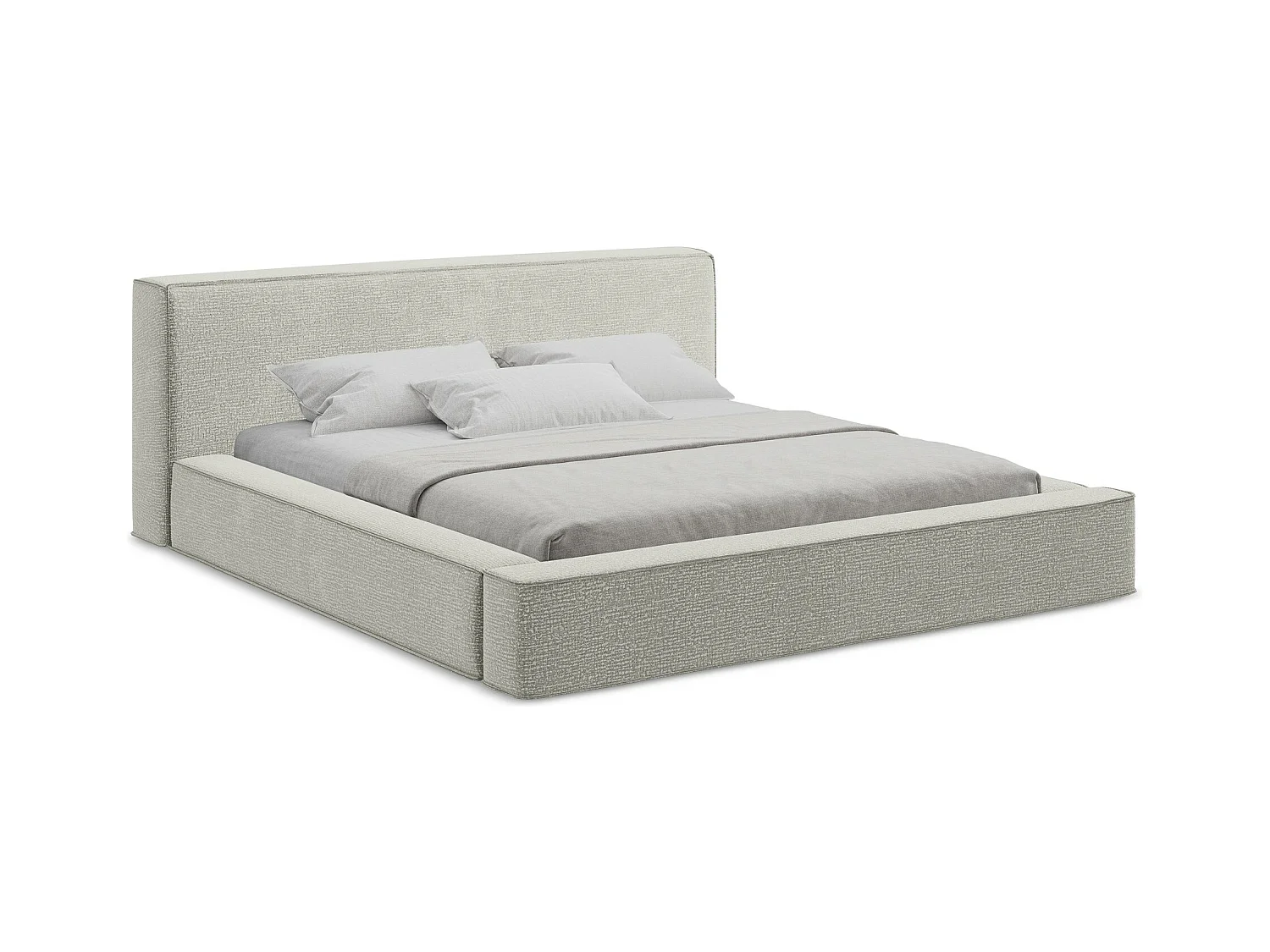 Lit rembourré avec rangement 220 x 240 - en Strukturstoff - gris clair - NOHO