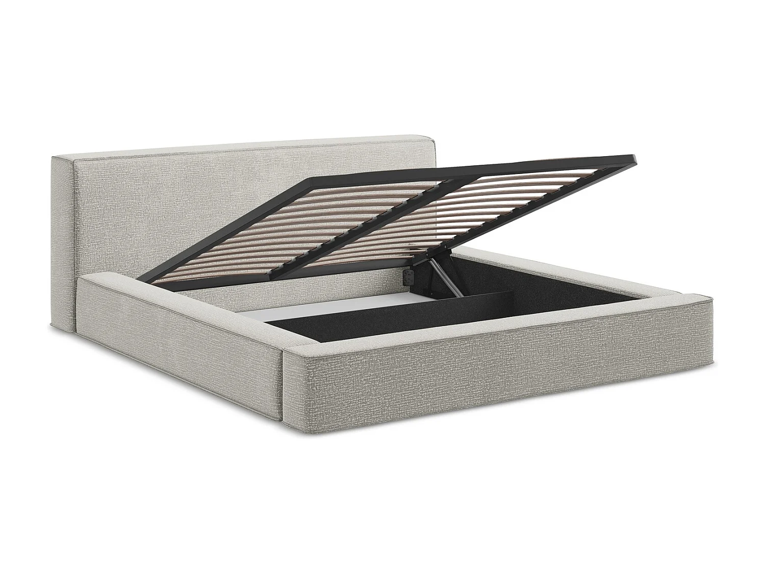 Lit rembourré avec rangement 220 x 240 - en Strukturstoff - gris clair - NOHO