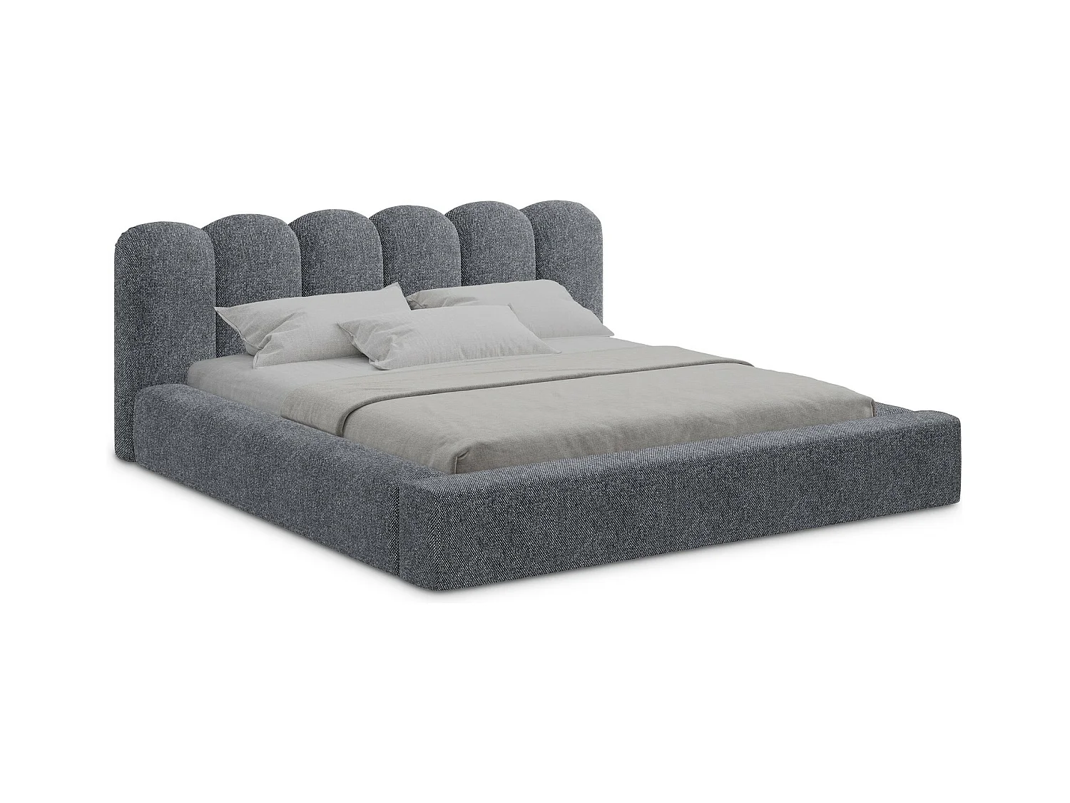 Polsterbed mit Stauraum - 200 x 238 - Strukturstoff - Graphit - MANO