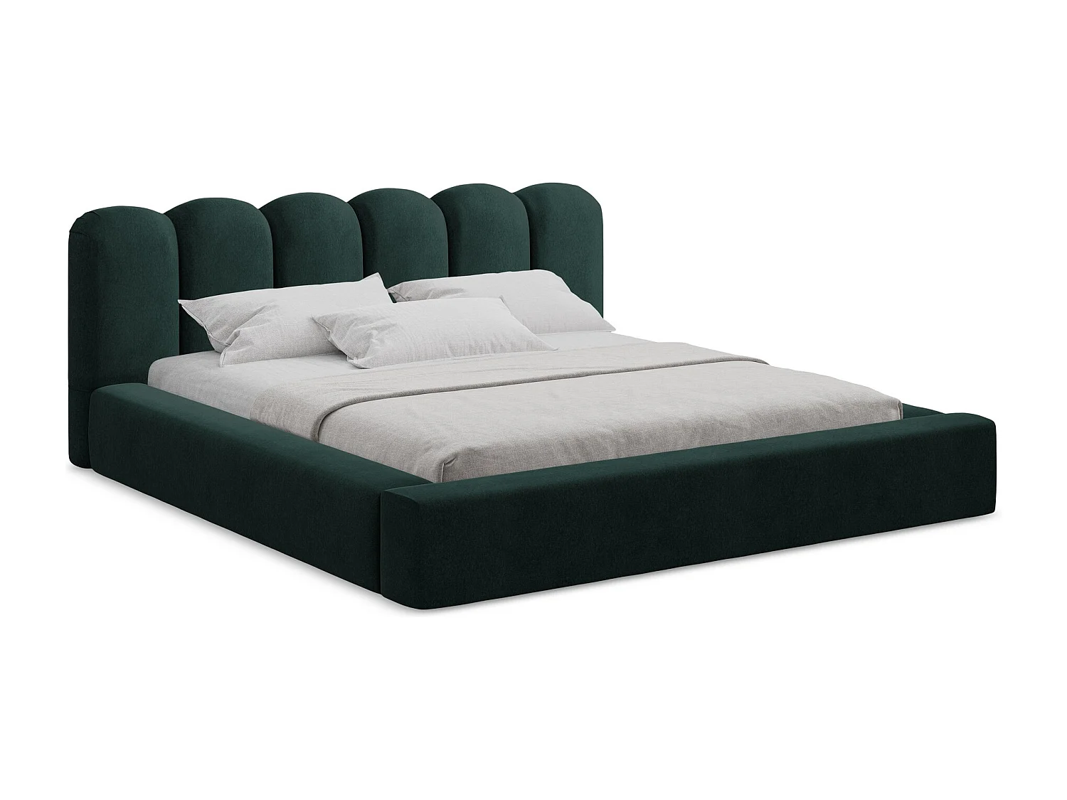 Polsterbed mit Stauraum - 180 x 238 - Samt - Grau Grün - MANO