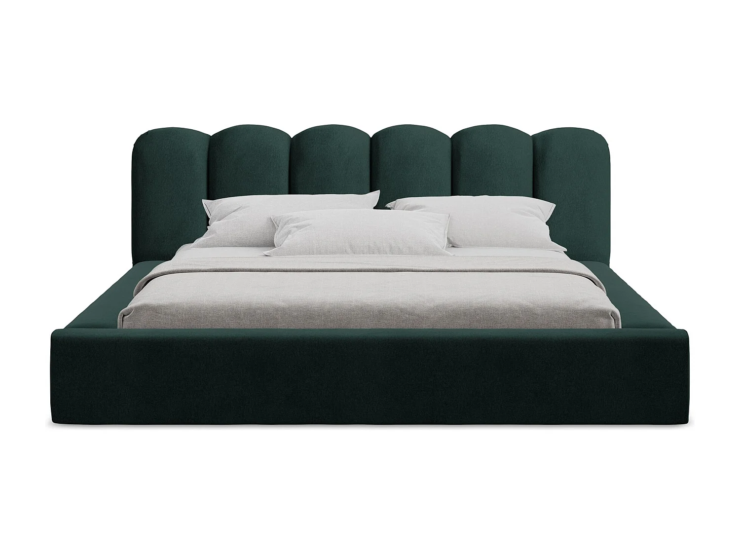 Polsterbed mit Stauraum - 180 x 238 - Samt - Grau Grün - MANO