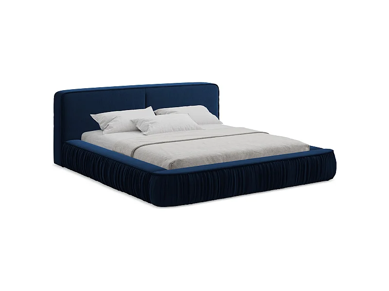 Polsterbed mit Stauraum - 198 x 238 - Samt - Königsblau - KEONI