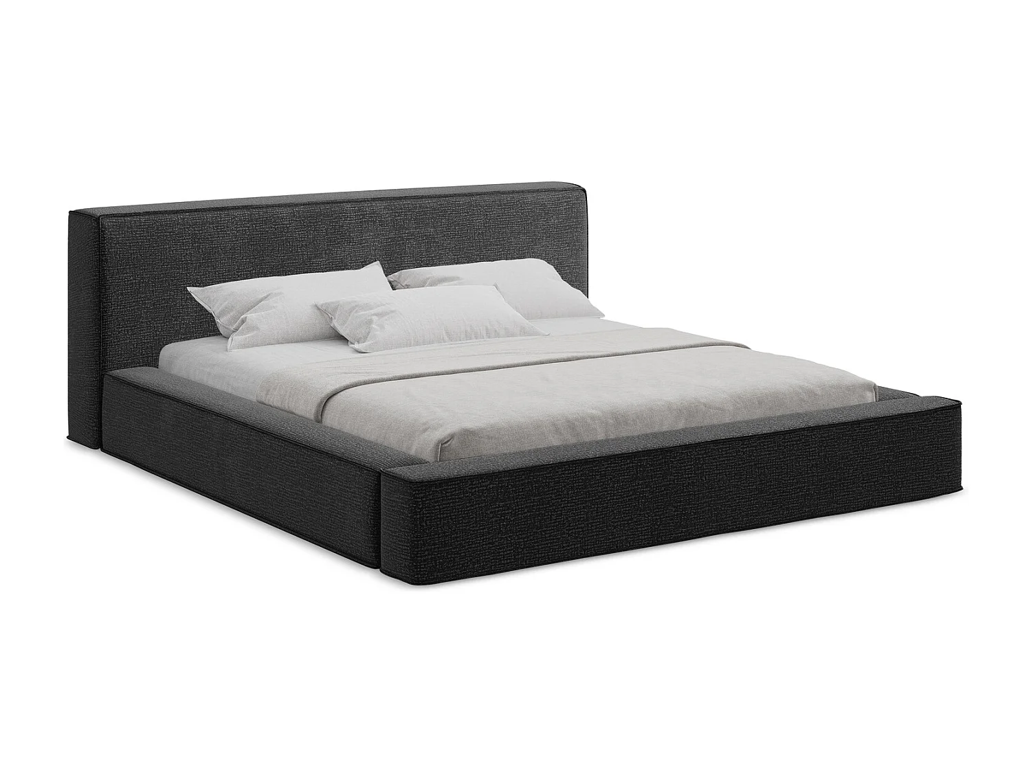 Polsterbed mit Stauraum - 180 x 240 - Strukturstoff - Anthrazit - NOHO