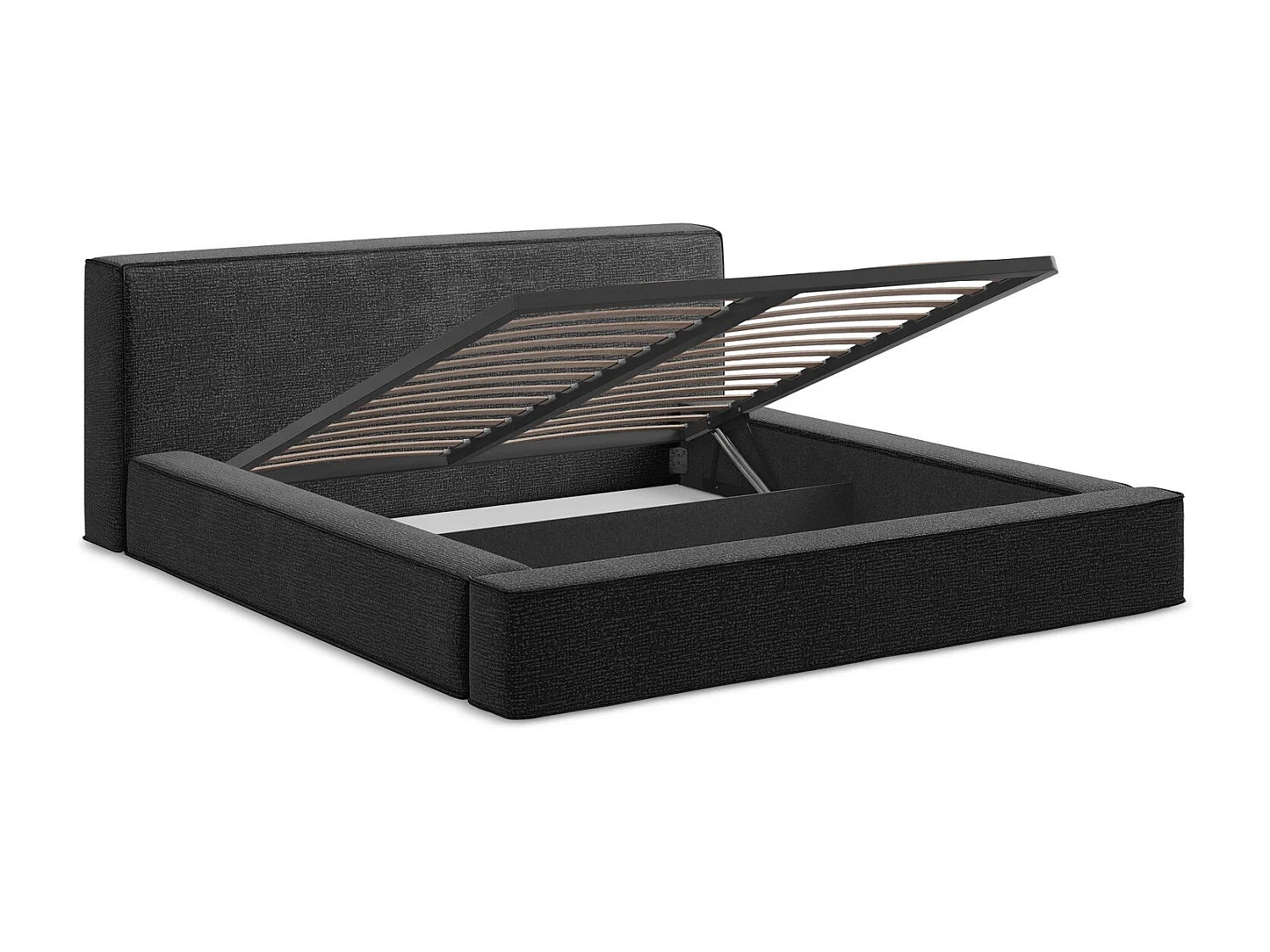 Lit rembourré avec rangement 180 x 240 - en Strukturstoff - anthracite - NOHO