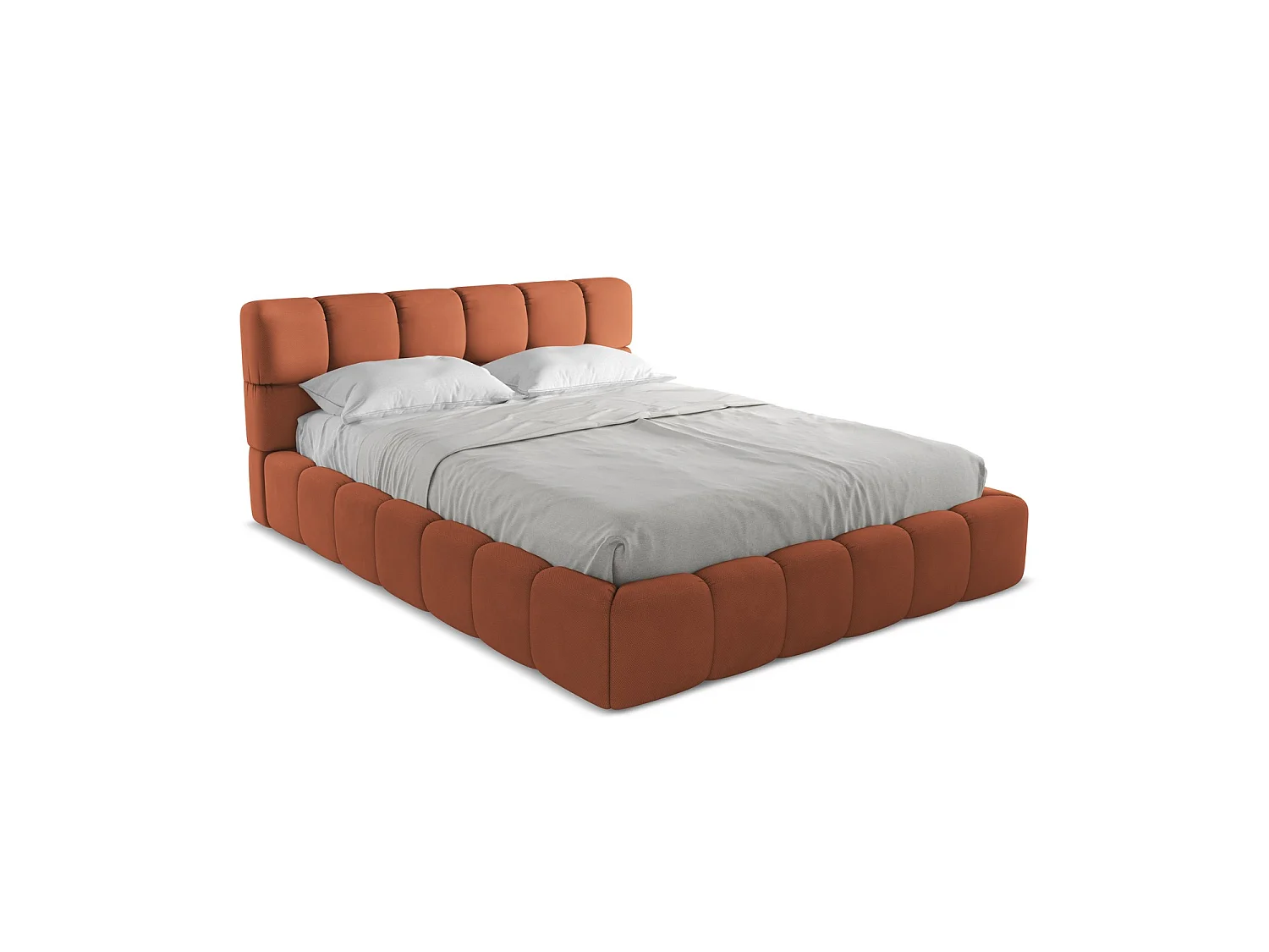 Polsterbed mit Stauraum - 180 x 228 - Chenille - Terrakotta - ROMA