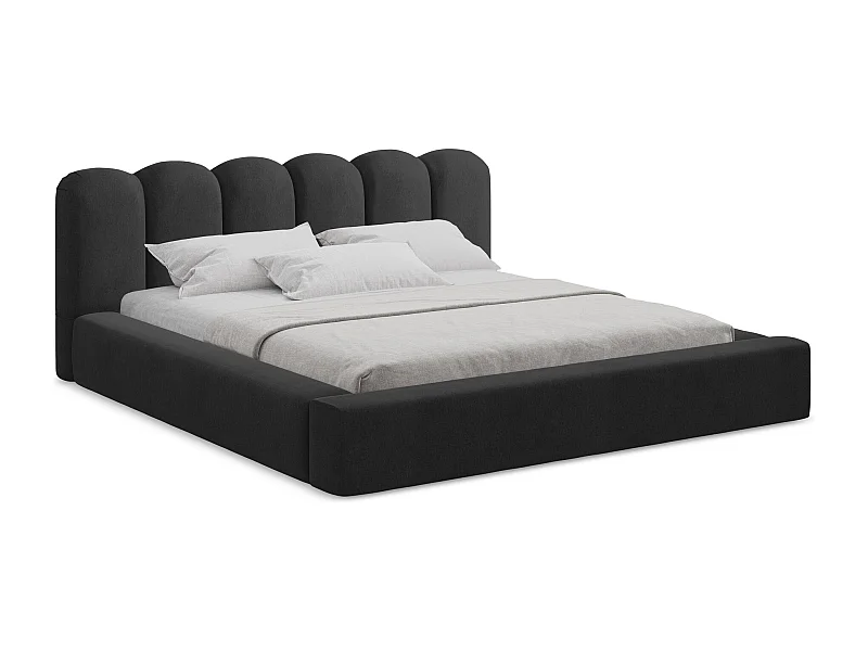 Polsterbed mit Stauraum - 200 x 238 - Samt - Schwarz - MANO
