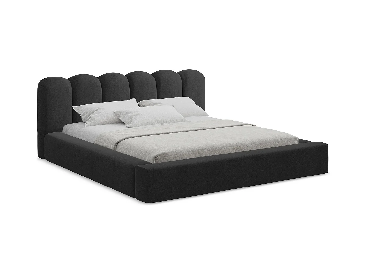 Lit rembourré avec rangement 200 x 238 - en Samt - noir - MANO