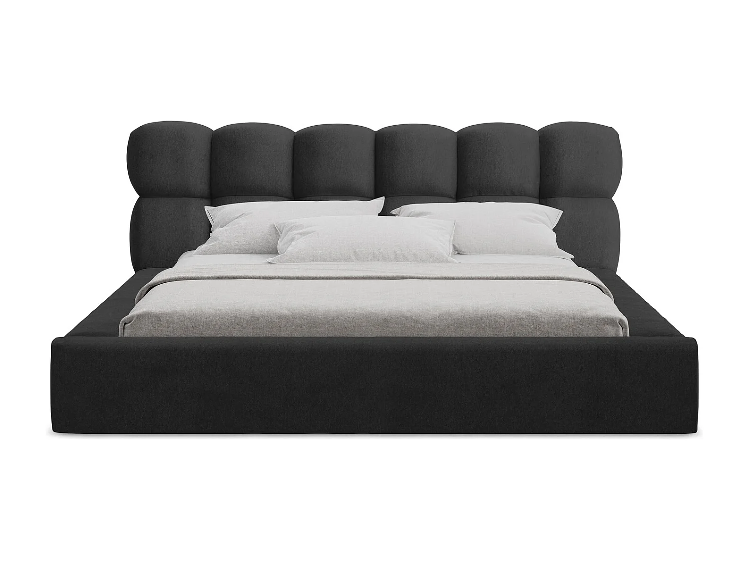 Polsterbed mit Stauraum - 180 x 240 - Samt - Schwarz - KAHU