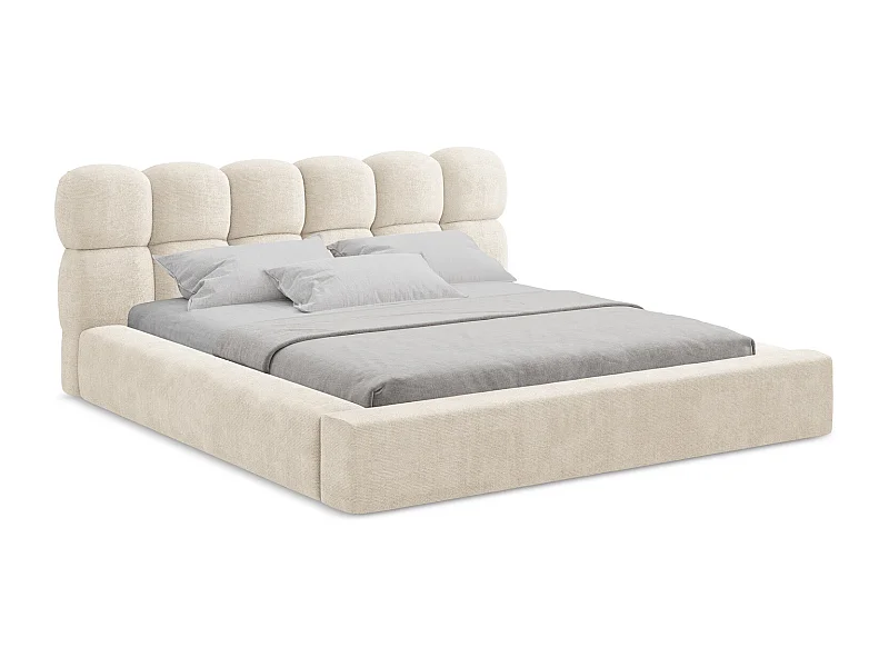 Polsterbed mit Stauraum - 180 x 240 - Chenille - Hell beige - KAHU