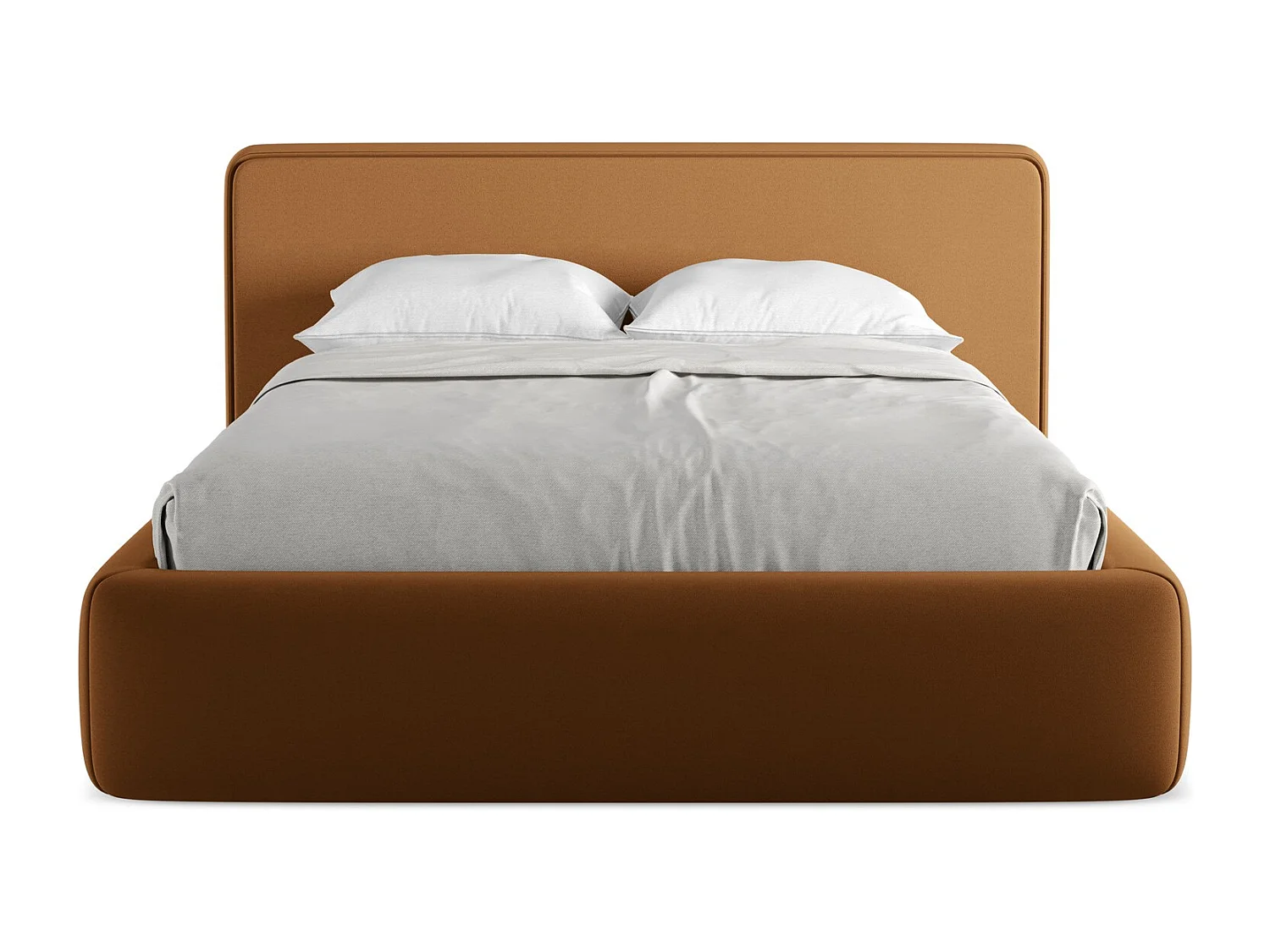 Tapicerowane łóżko z pojemnikiem 180 x 225 - Bukla - Terakota - KIANA