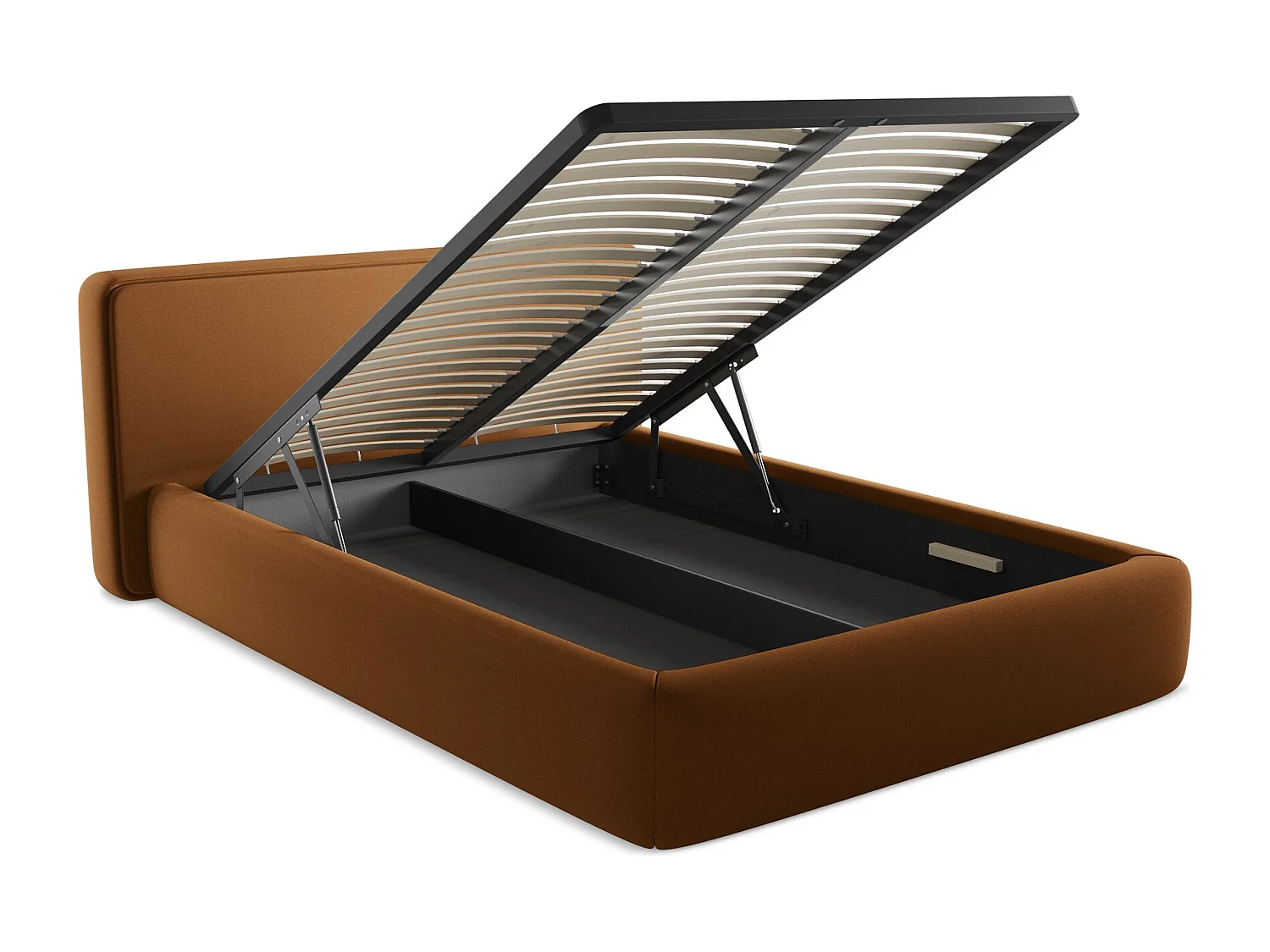 Tapicerowane łóżko z pojemnikiem 180 x 225 - Bukla - Terakota - KIANA