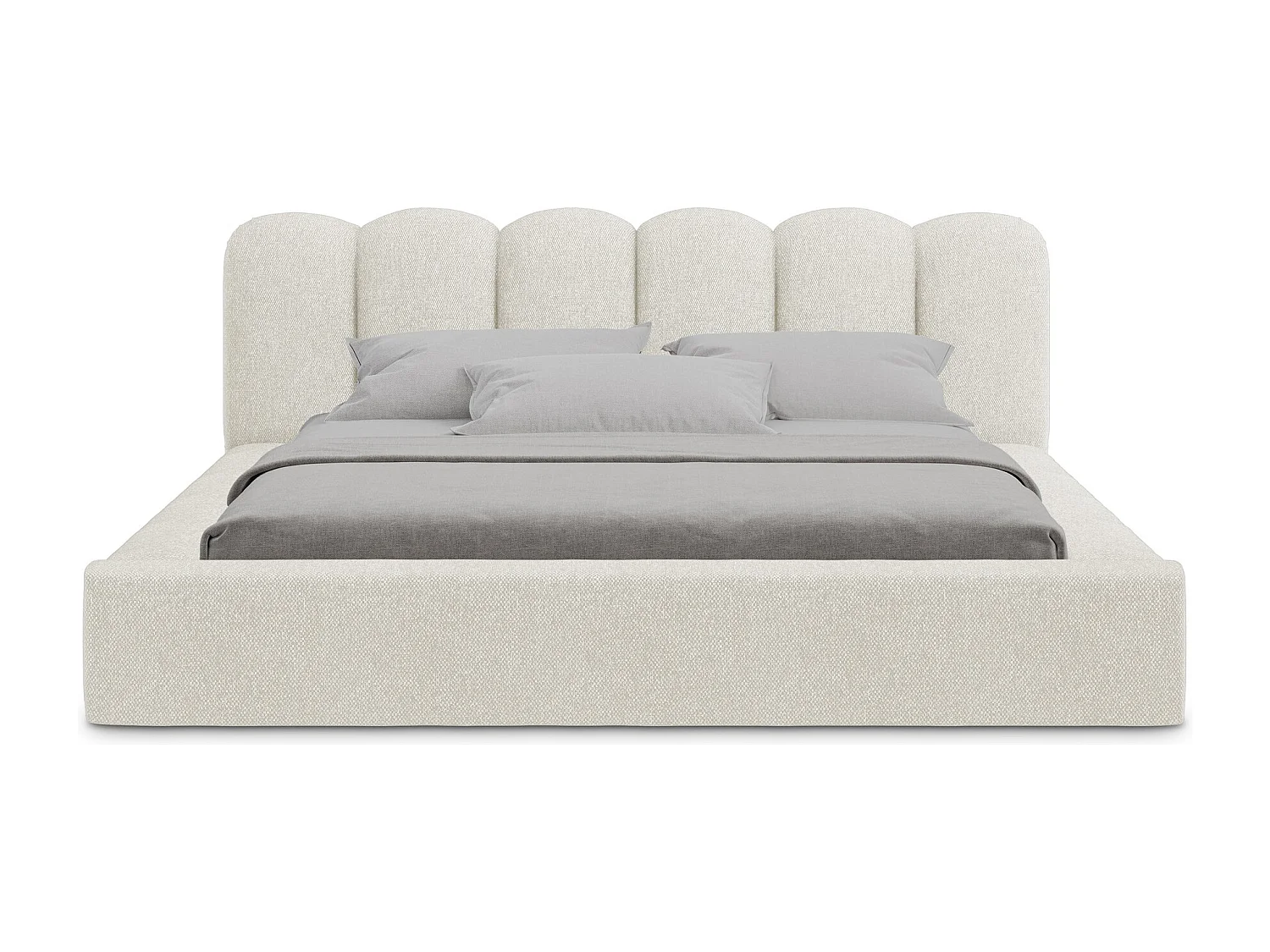 Bed met opbergruimte - 220 x 238 van Beige Structuurstof - MANO