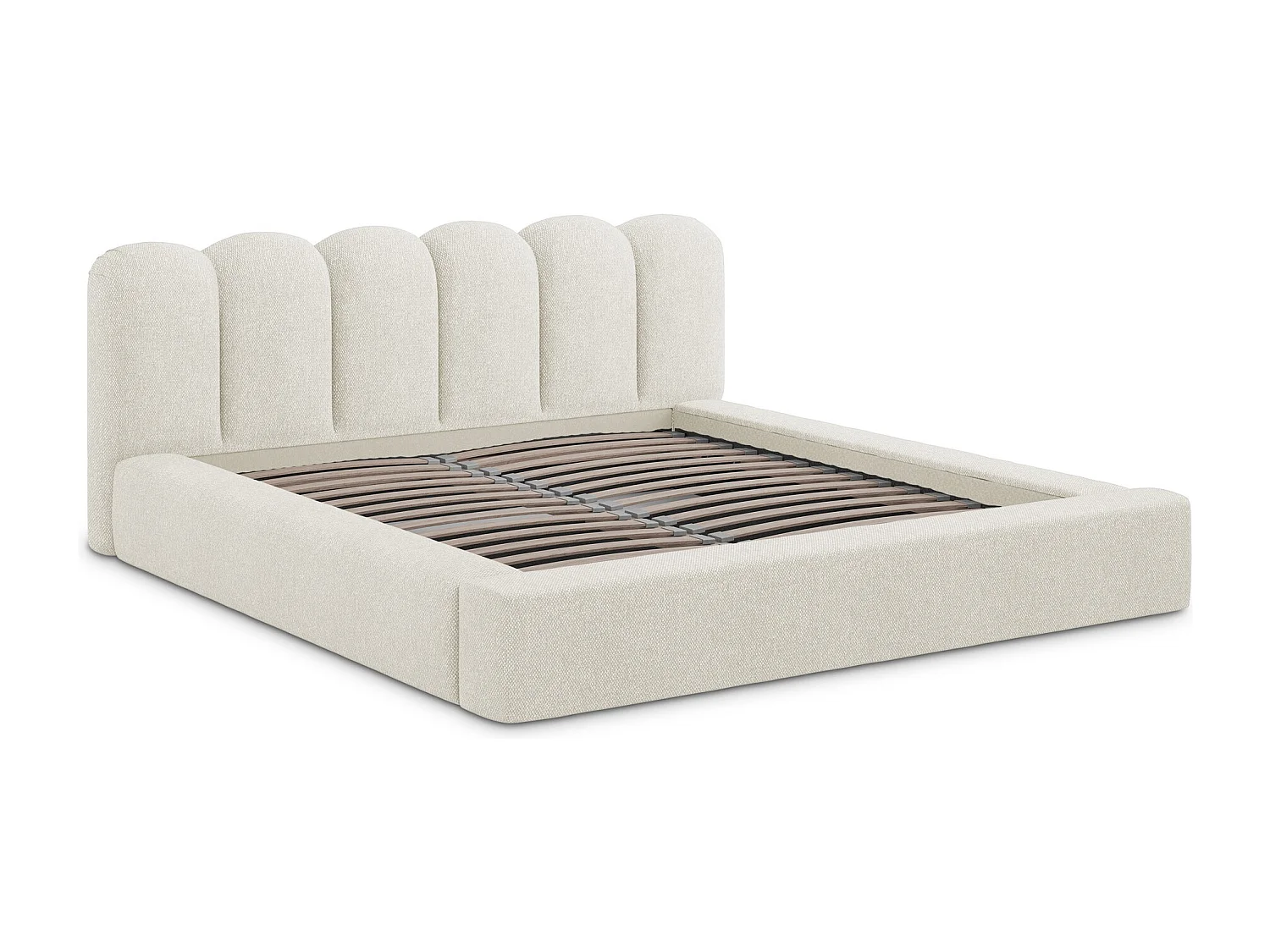 Bed met opbergruimte - 220 x 238 van Beige Structuurstof - MANO
