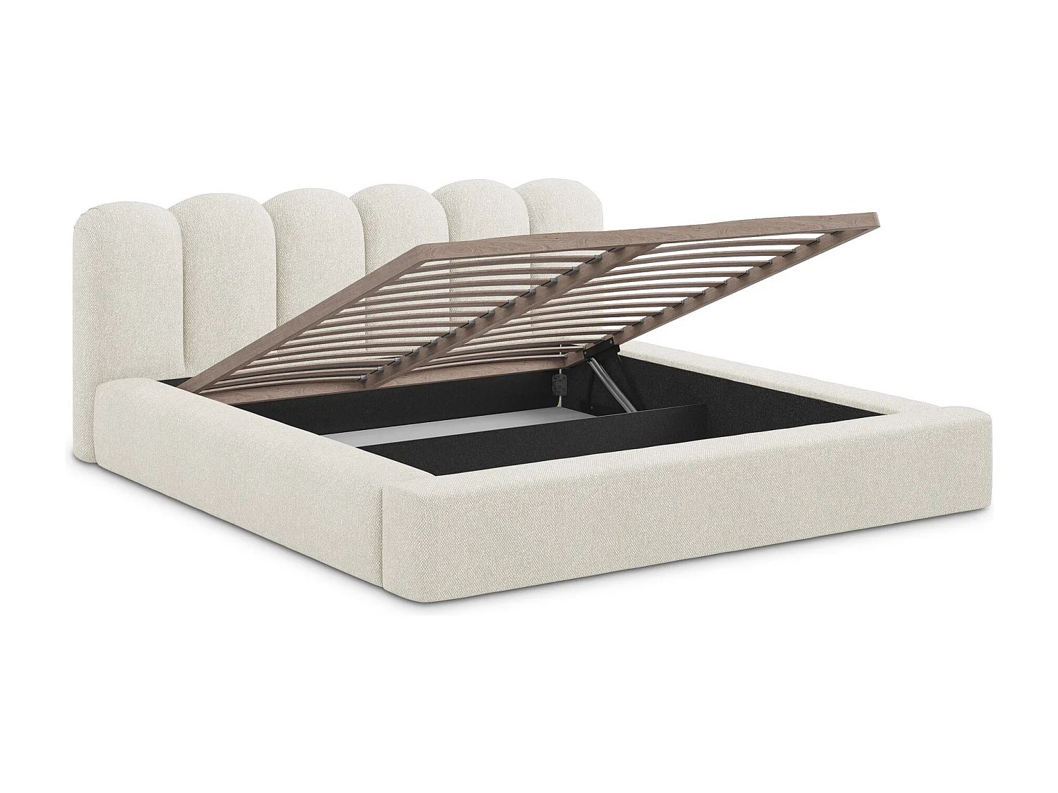 Bed met opbergruimte - 220 x 238 van Beige Structuurstof - MANO