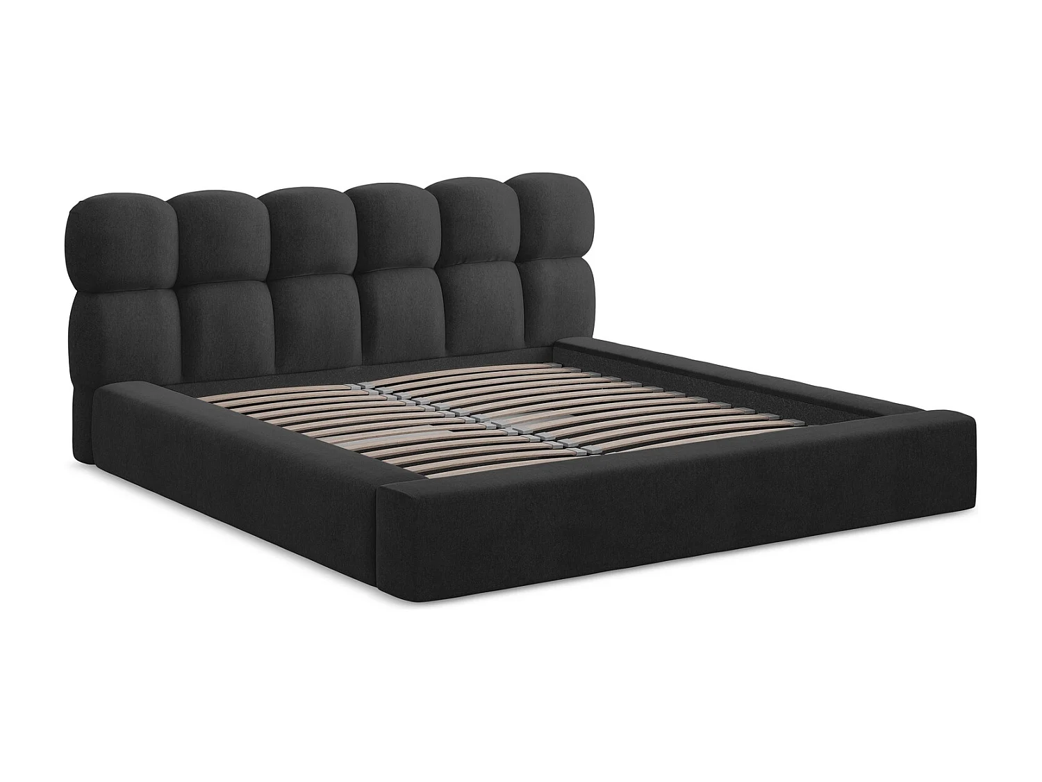 Polsterbed mit Stauraum - 200 x 240 - Samt - Schwarz - KAHU
