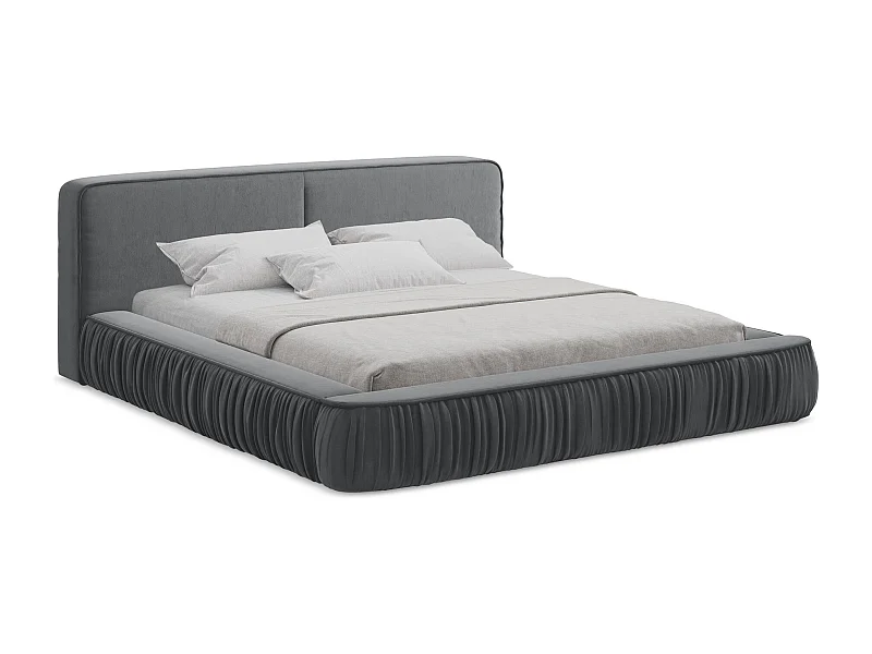 Polsterbed mit Stauraum - 198 x 238 - Samt - Stahl - KEONI