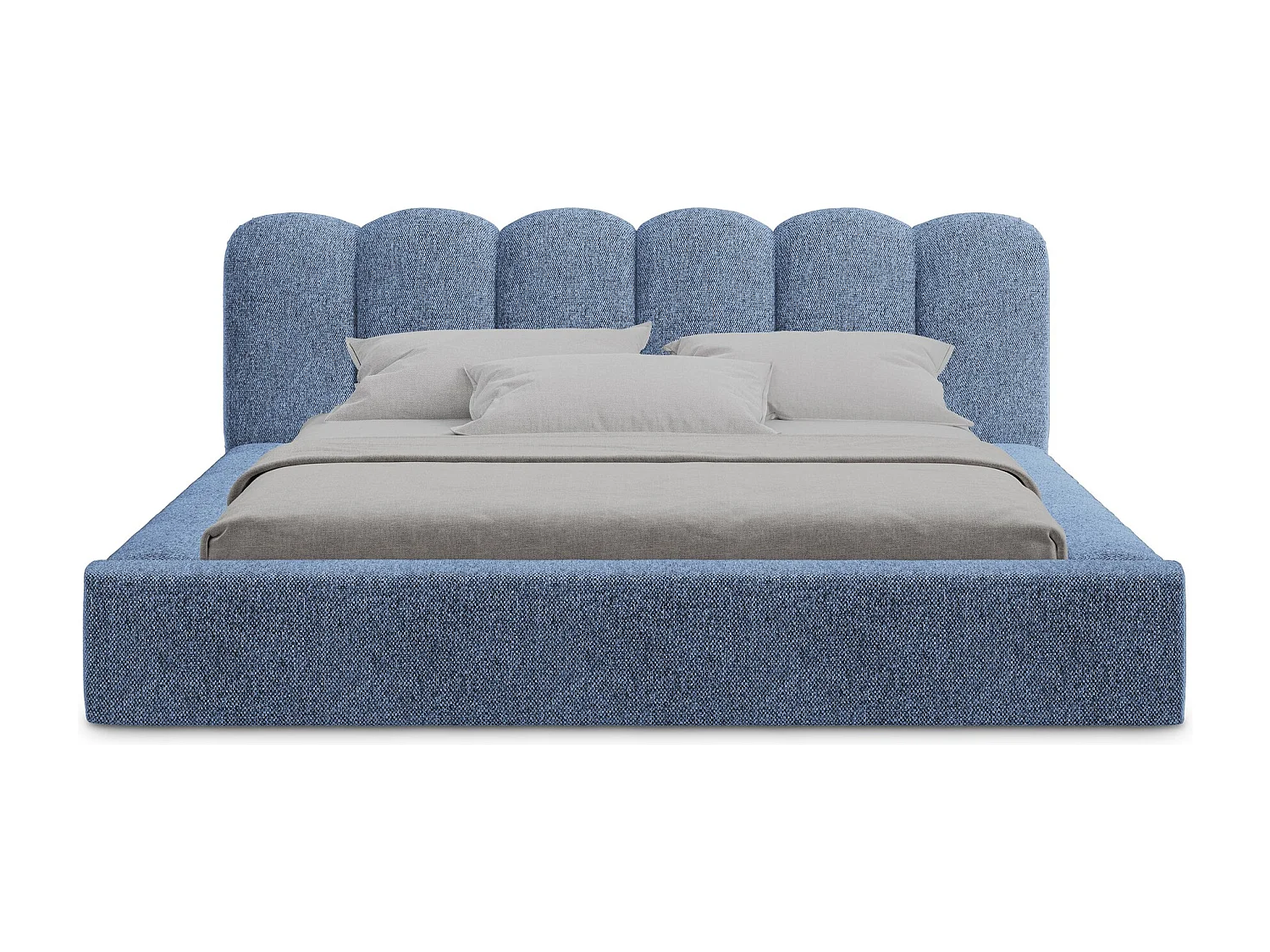 Cama com espaço de arrumação 140x200 cm em tecido texturizado - azul - MANO