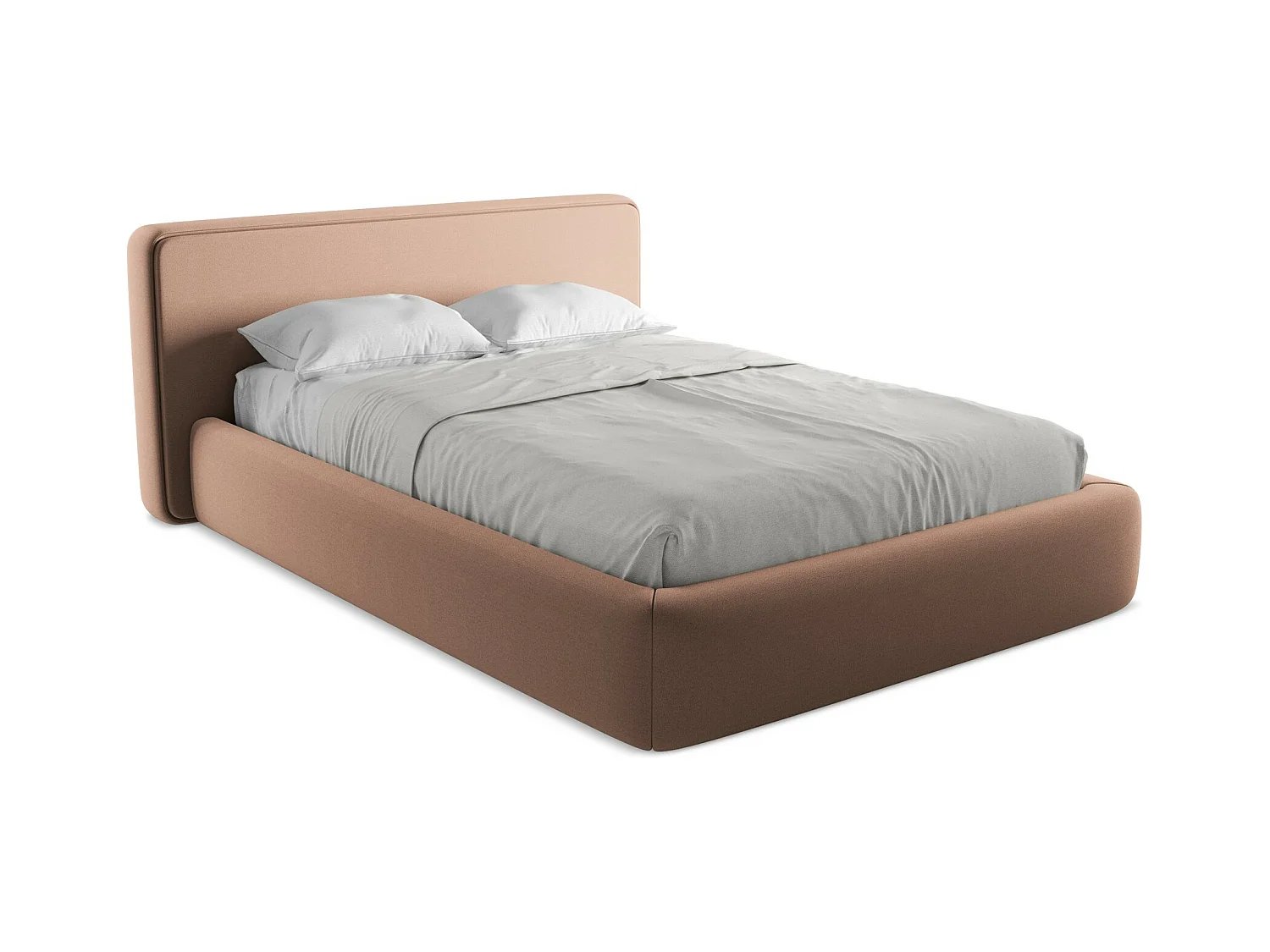 Lit rembourré avec rangement 180 x 225 - en Bouclé - rose sourd - KIANA