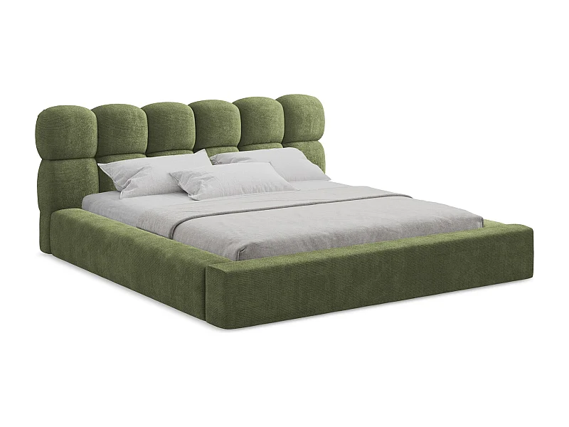 Lit rembourré avec rangement 200 x 240 - en Chenille - vert - KAHU