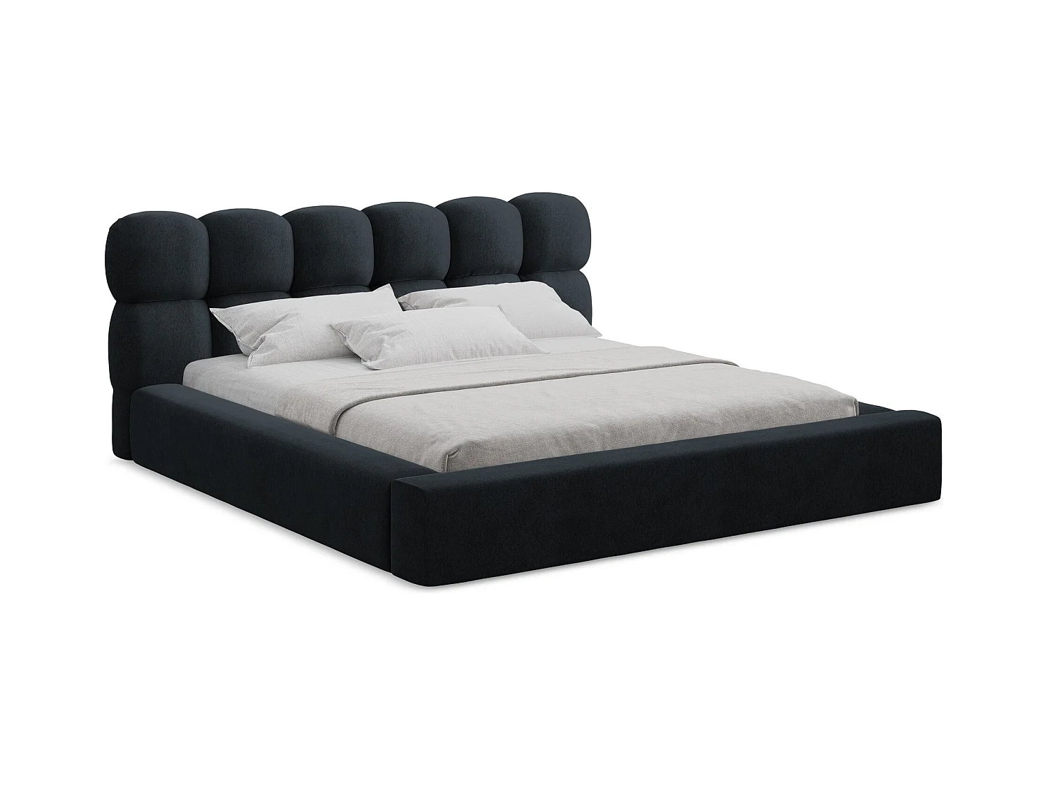 Polsterbed mit Stauraum - 180 x 240 - Samt - Königsblau - KAHU
