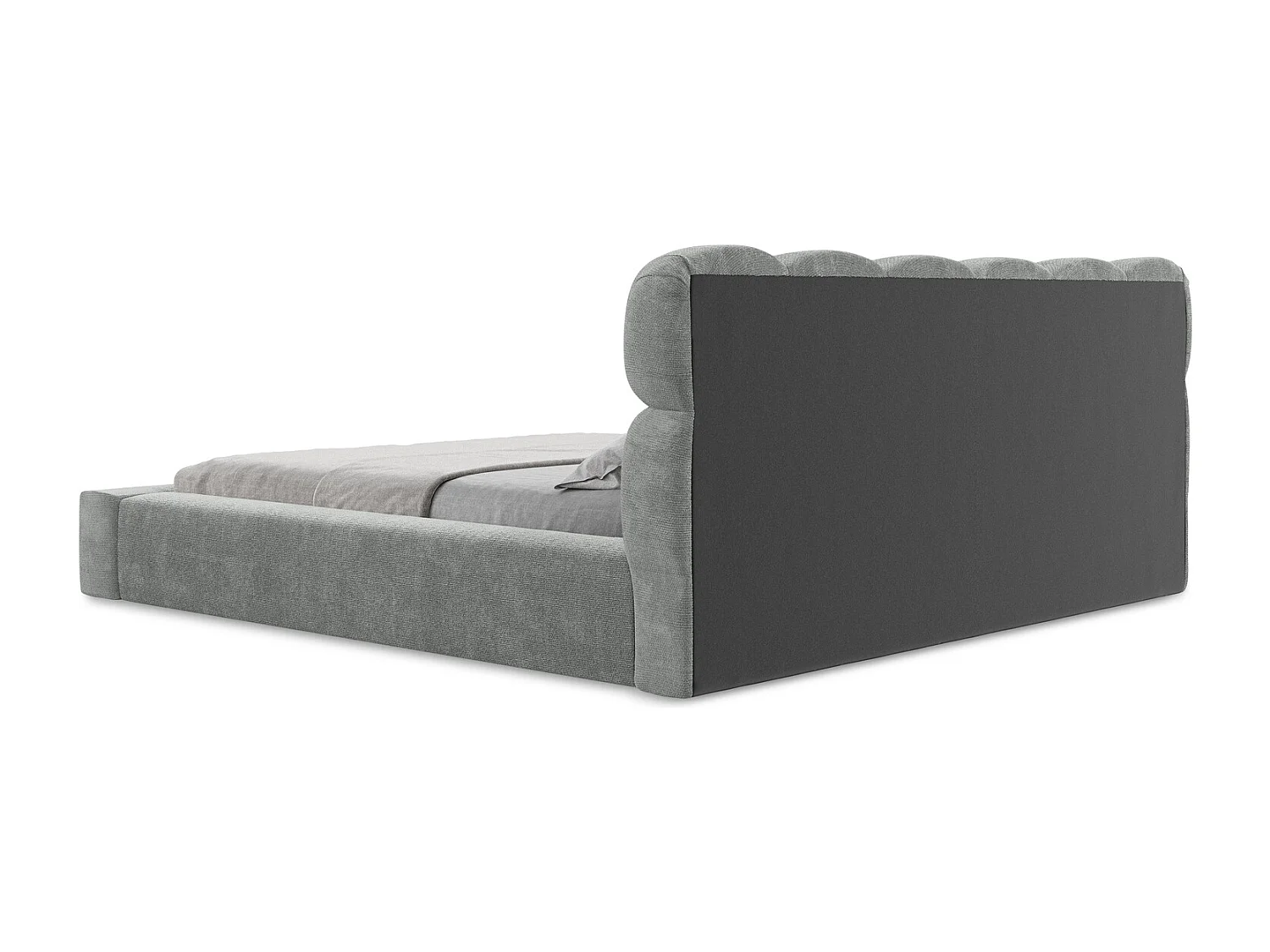 Lit rembourré avec rangement 200 x 240 - en Chenille - gris - KAHU