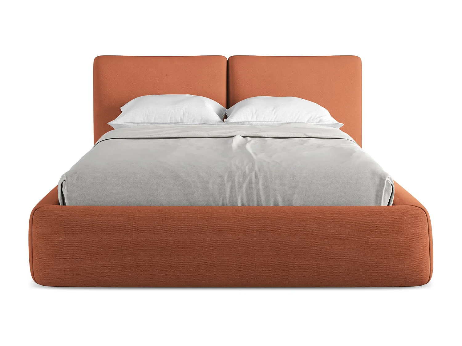 Lit rembourré avec rangement 160 x 228 - en Chenille - terre cuite - HOKU