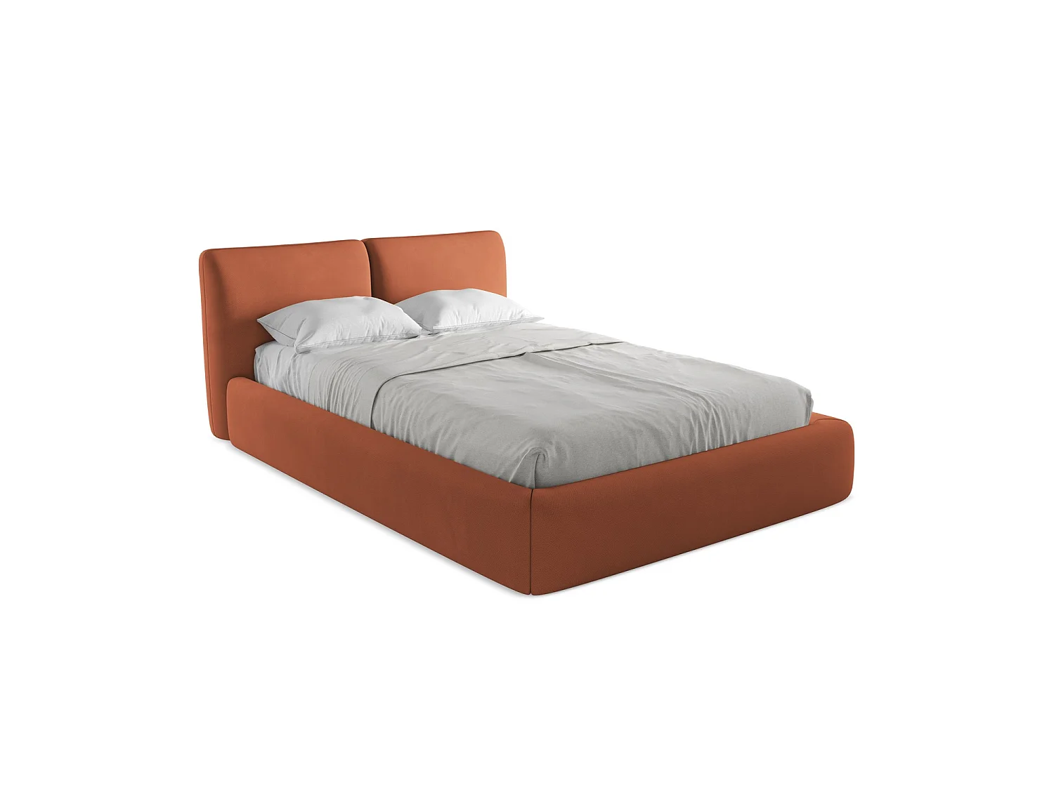 Polsterbed mit Stauraum - 160 x 228 - Chenille - Terrakotta - MILANO