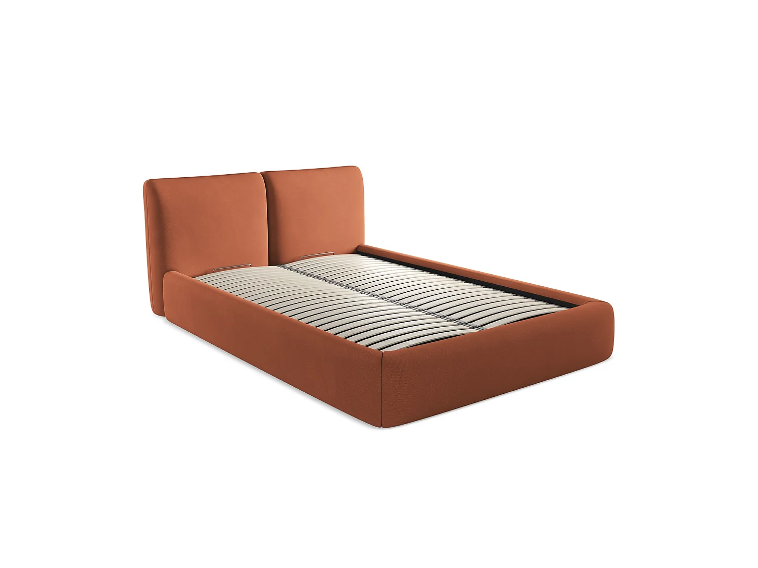 Polsterbed mit Stauraum - 160 x 228 - Chenille - Terrakotta - MILANO