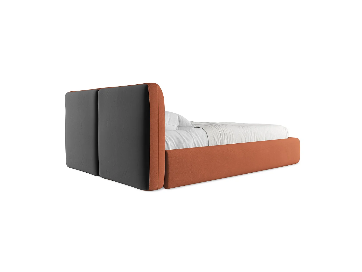 Polsterbed mit Stauraum - 160 x 228 - Chenille - Terrakotta - MILANO