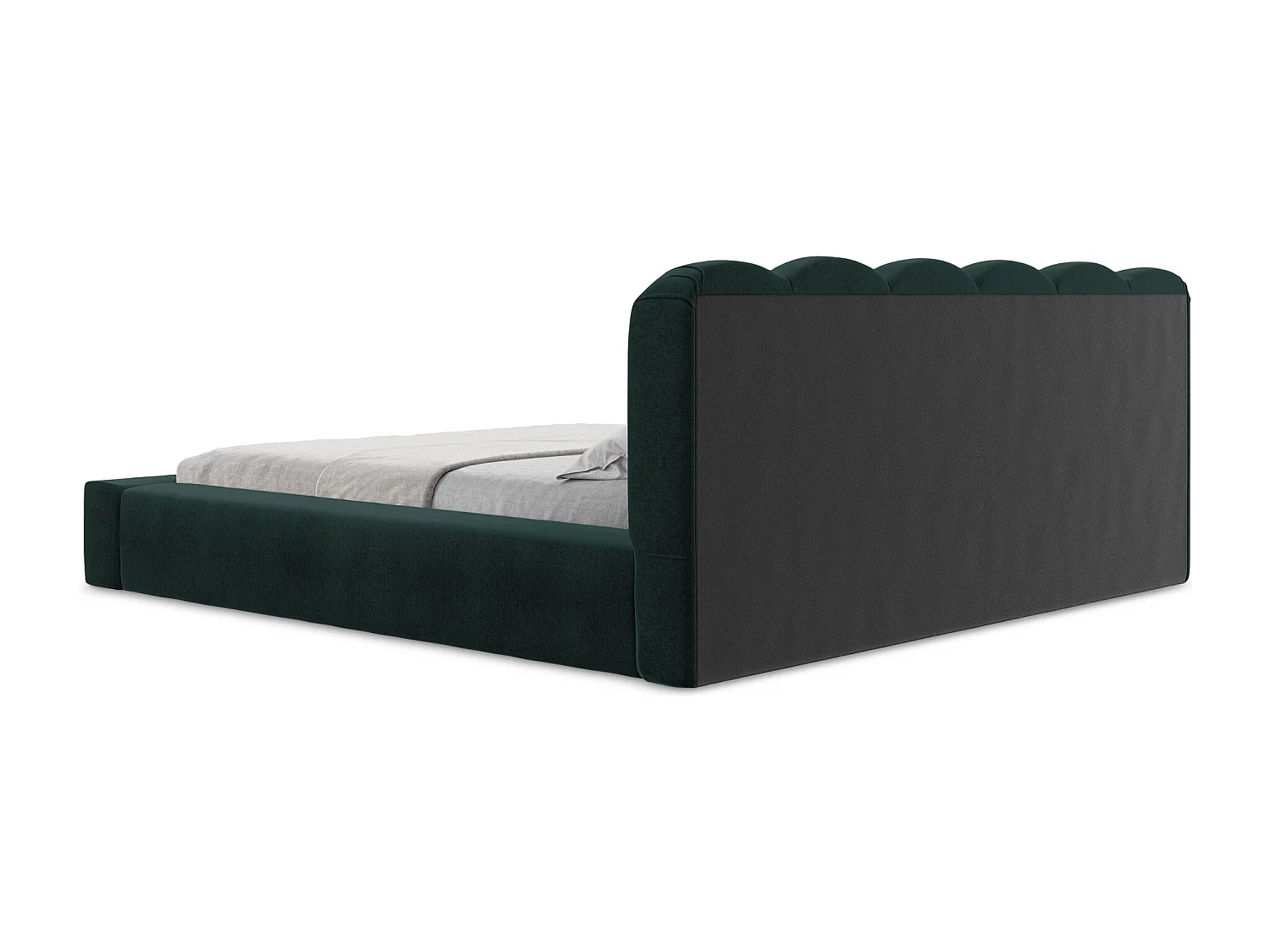 Lit rembourré avec rangement 220 x 238 - en Samt - gris vert - MANO