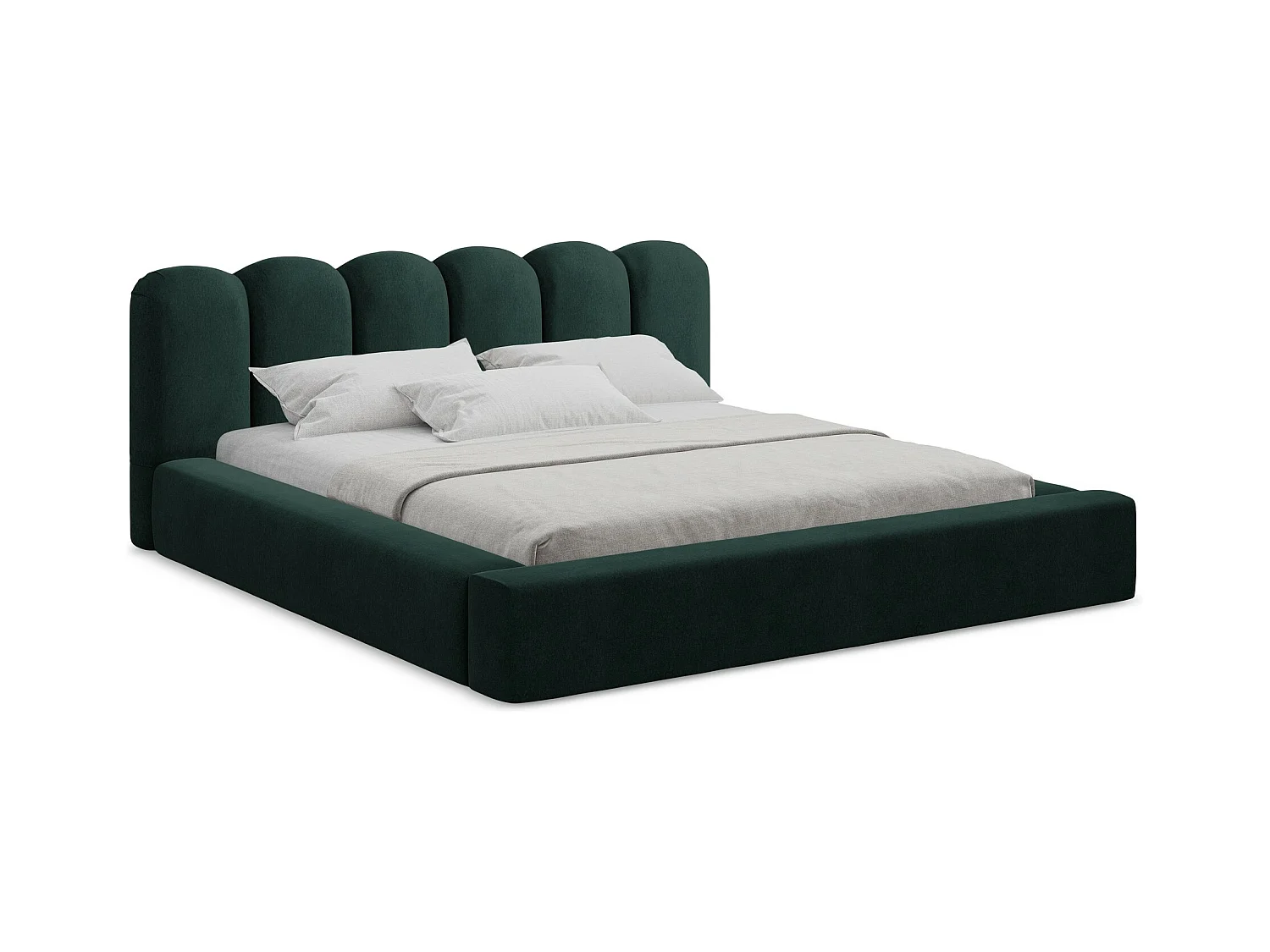 Lit rembourré avec rangement 220 x 238 - en Samt - gris vert - MANO