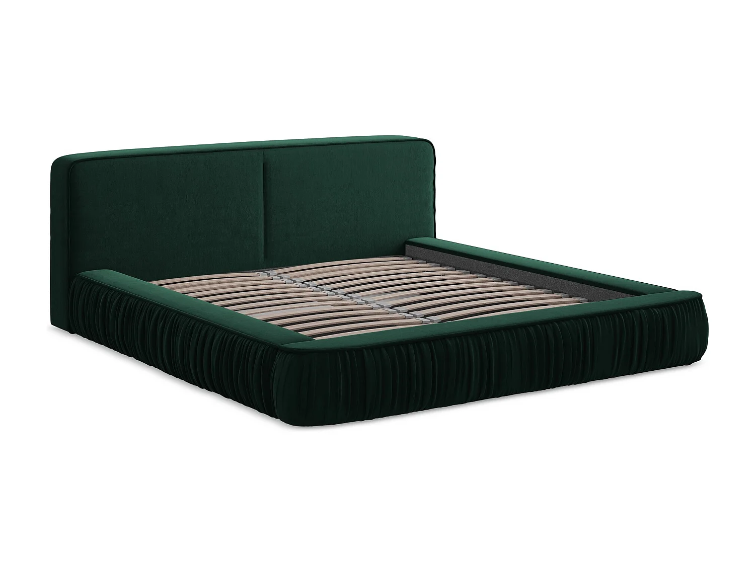 Bed met opbergruimte - 218 x 238 van Flessengroen Fluweel - KEONI
