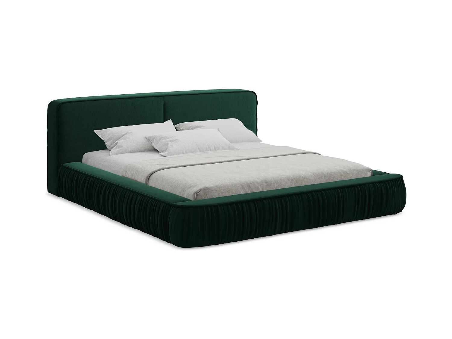Lit rembourré avec rangement 218 x 238 - en Samt - bouteille verte - KEONI