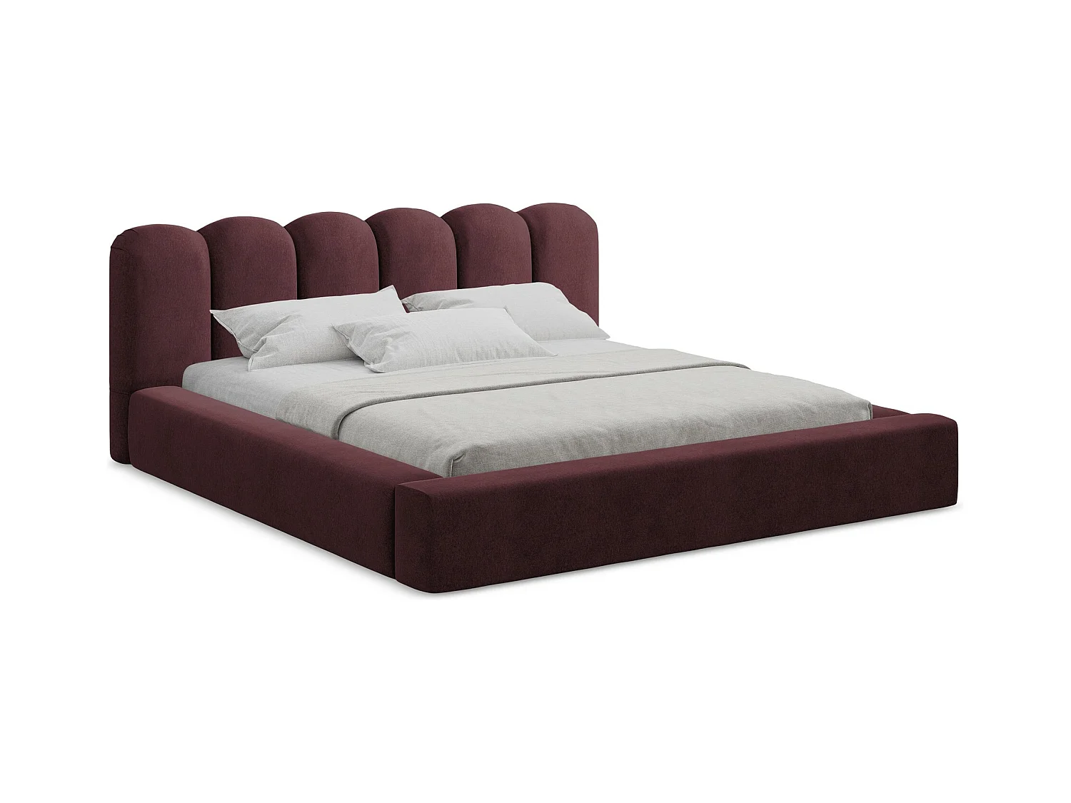 Lit rembourré avec rangement 220 x 238 - en Samt - bourgogne - MANO