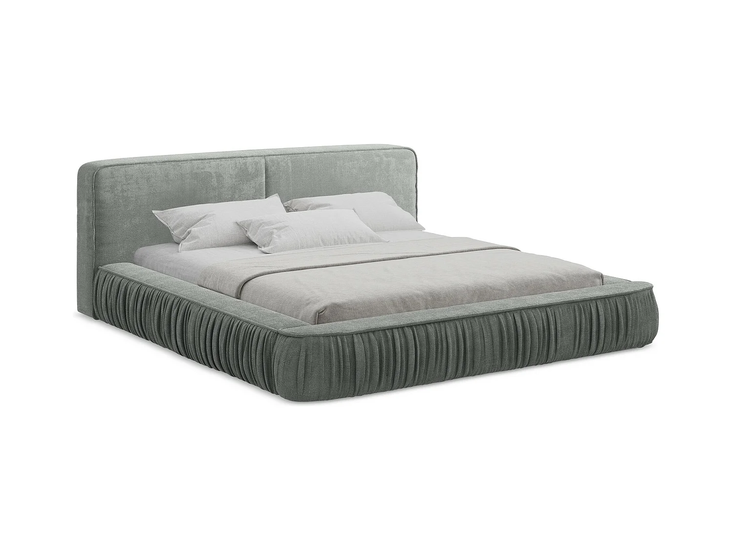 Cama con almacenaje de tela chenilla - 160x200 cmKEONI - gris - KEONI