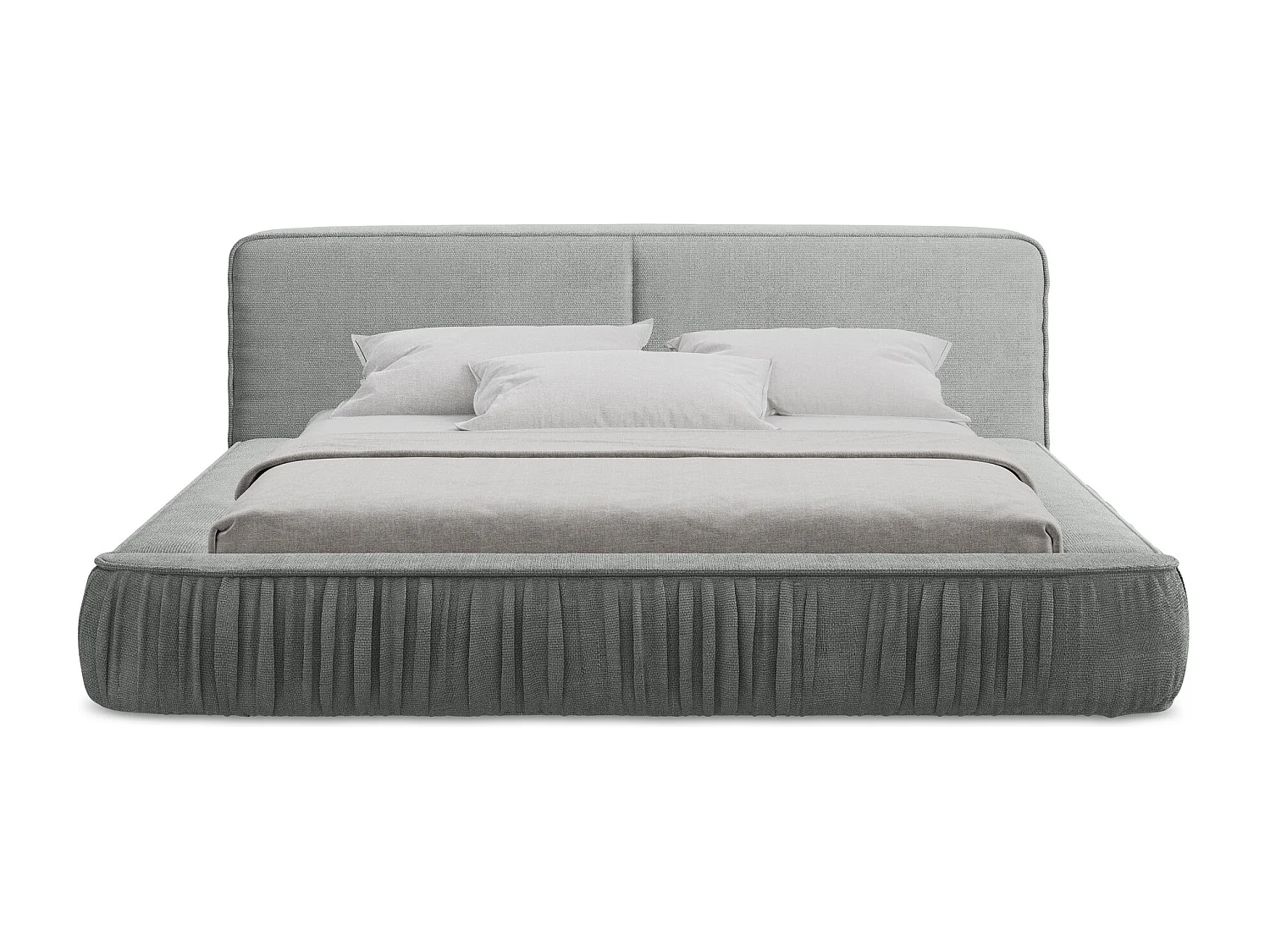 Polsterbed mit Stauraum - 198 x 238 - Chenille - Grau - KEONI