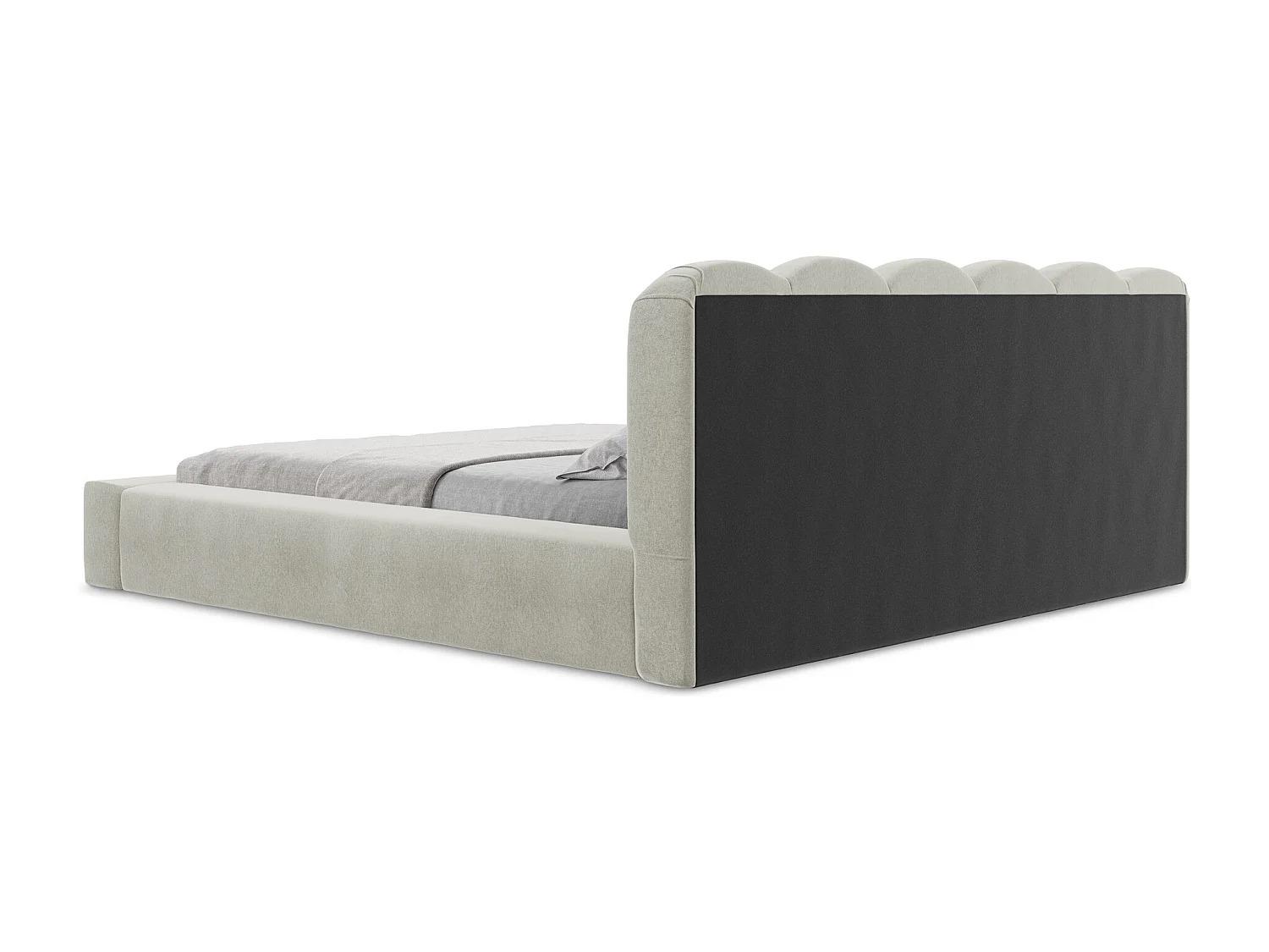 Lit rembourré avec rangement 220 x 238 - en Samt - gris clair - MANO