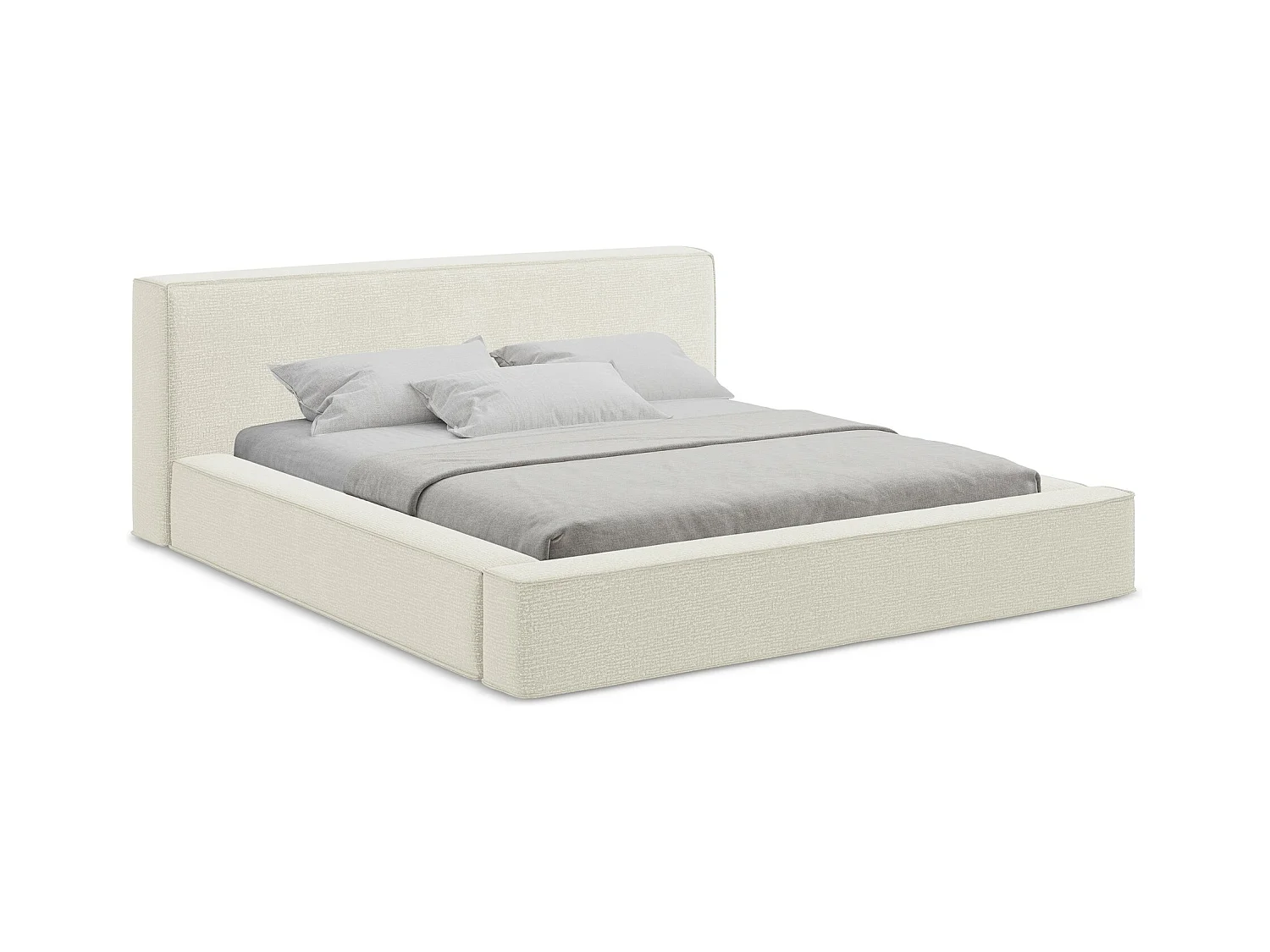 Lit rembourré avec rangement 220 x 240 - en Strukturstoff - beige - NOHO