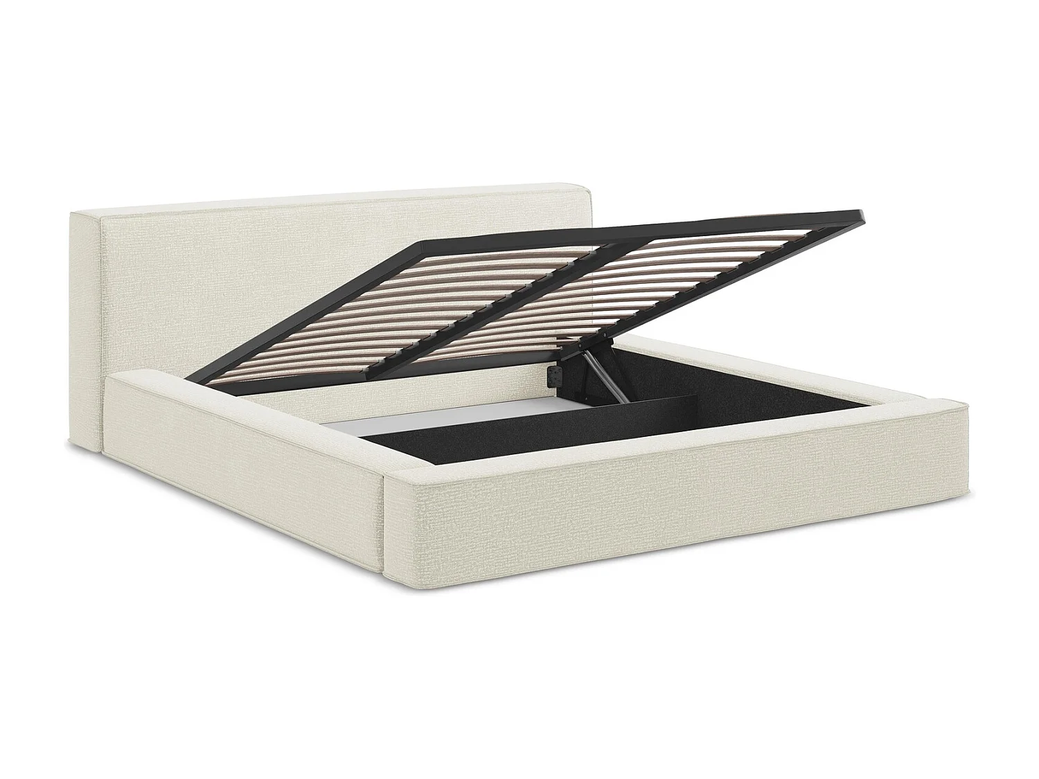 Lit rembourré avec rangement 220 x 240 - en Strukturstoff - beige - NOHO