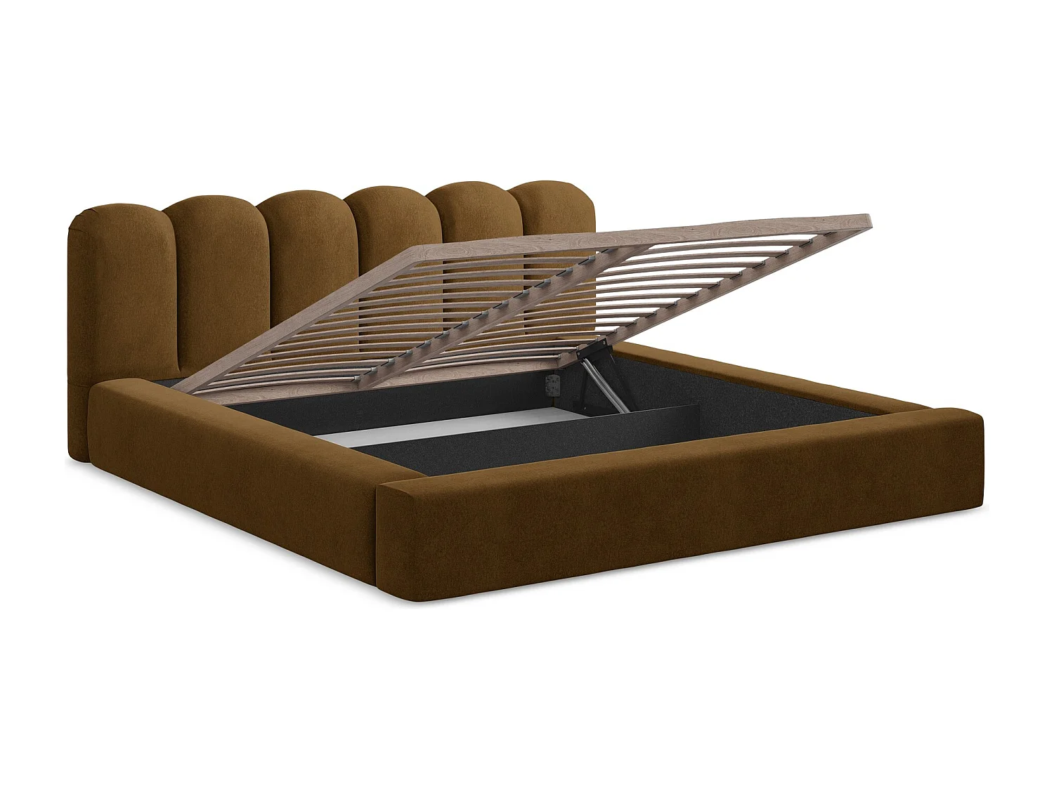 Polsterbed mit Stauraum - 220 x 238 - Samt - Senf - MANO