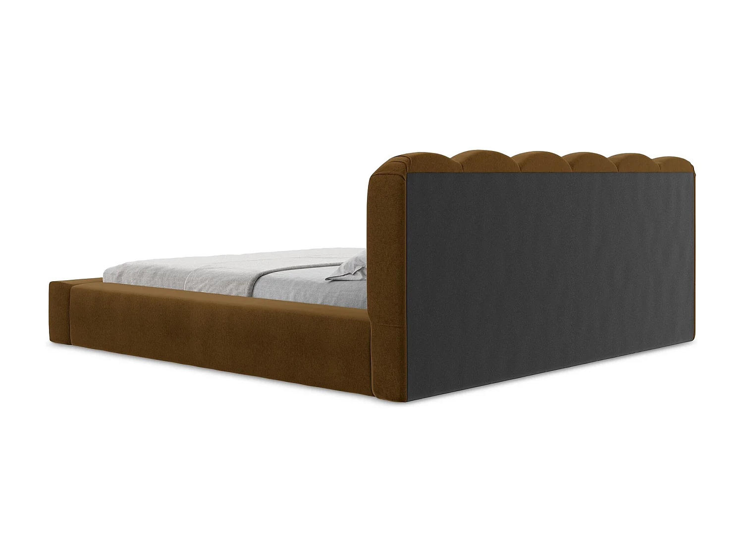 Polsterbed mit Stauraum - 220 x 238 - Samt - Senf - MANO