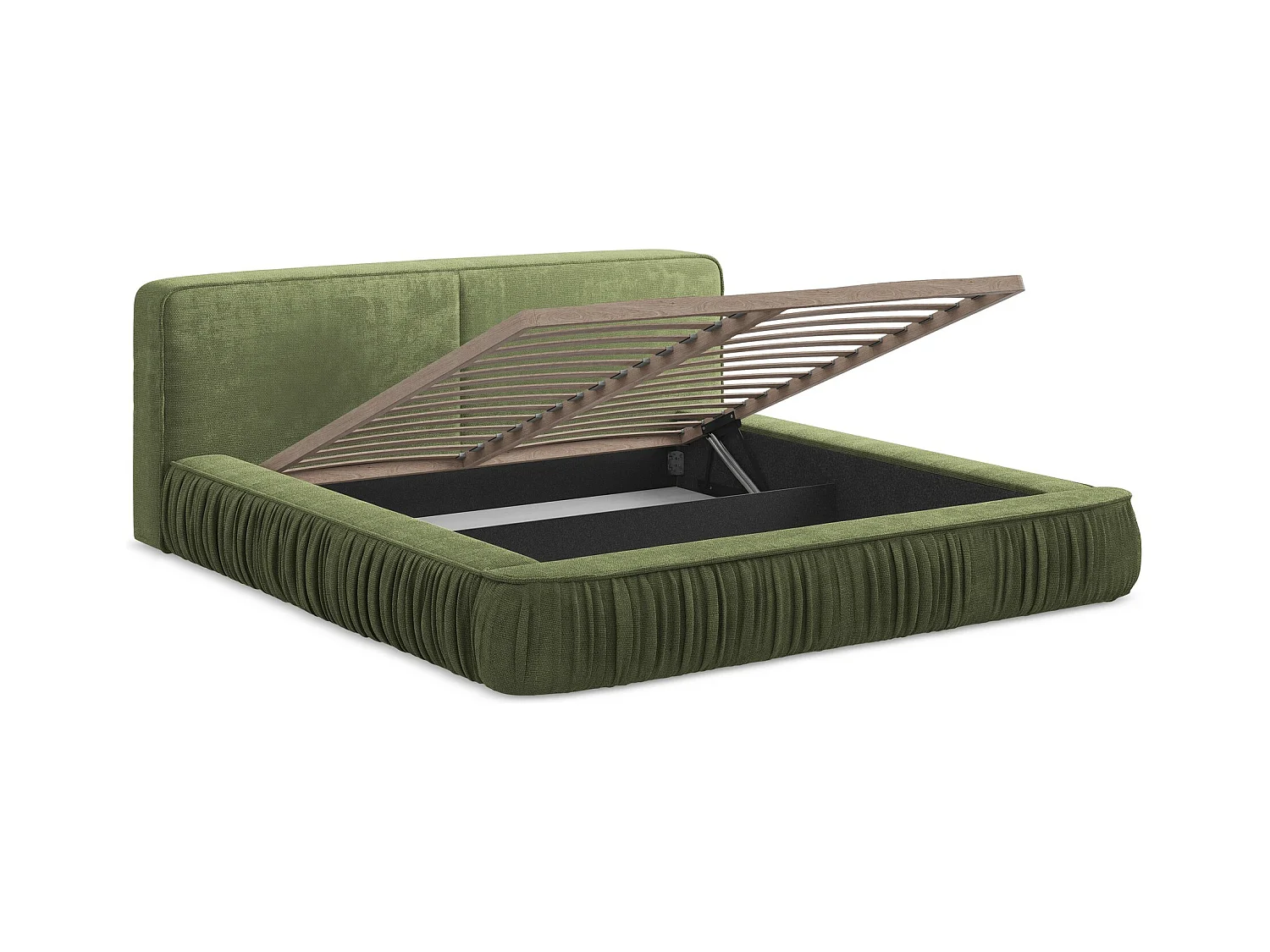 Polsterbed mit Stauraum - 178 x 238 - Chenille - Grün - KEONI