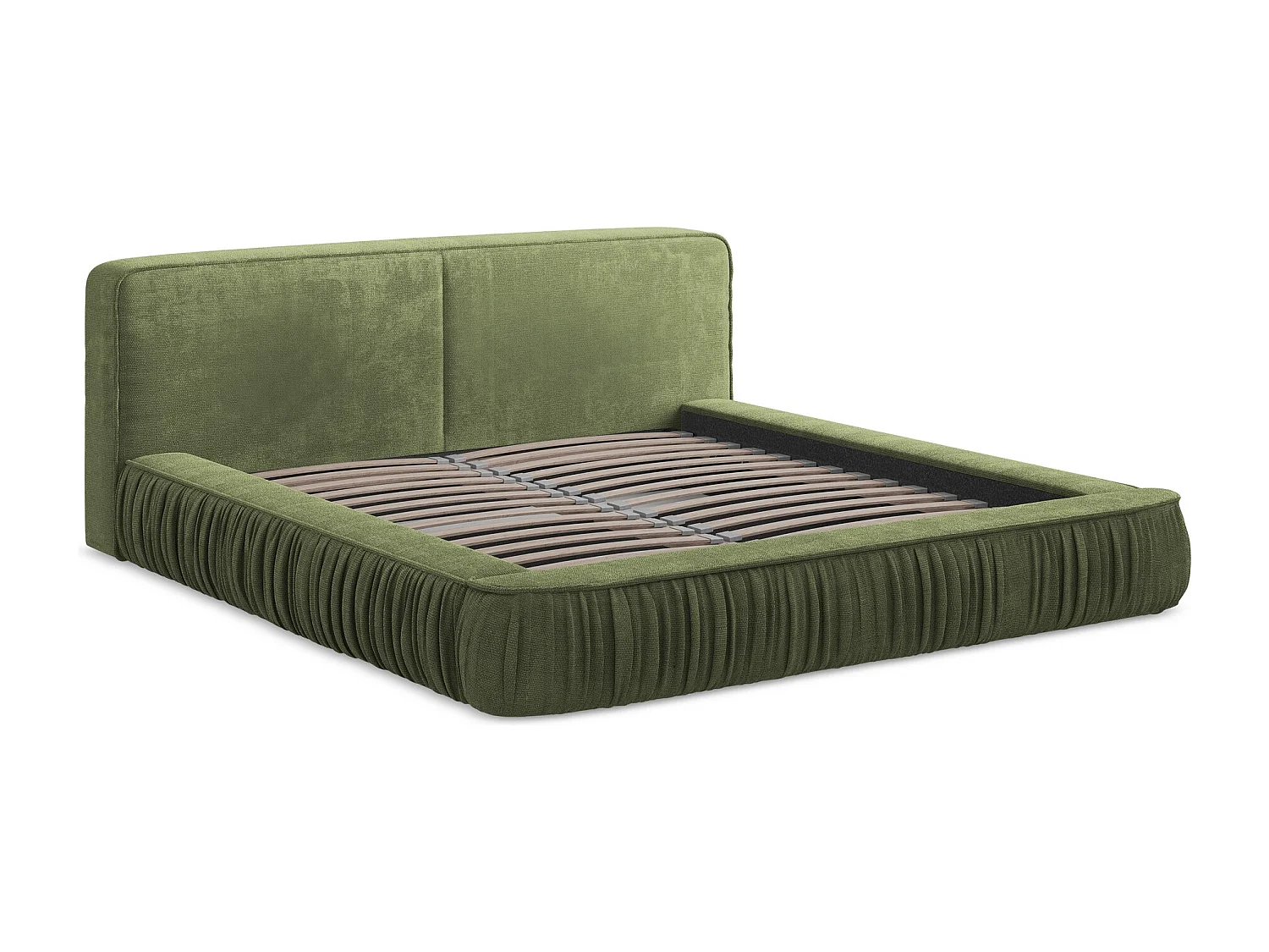 Lit rembourré avec rangement 178 x 238 - en Chenille - vert - KEONI