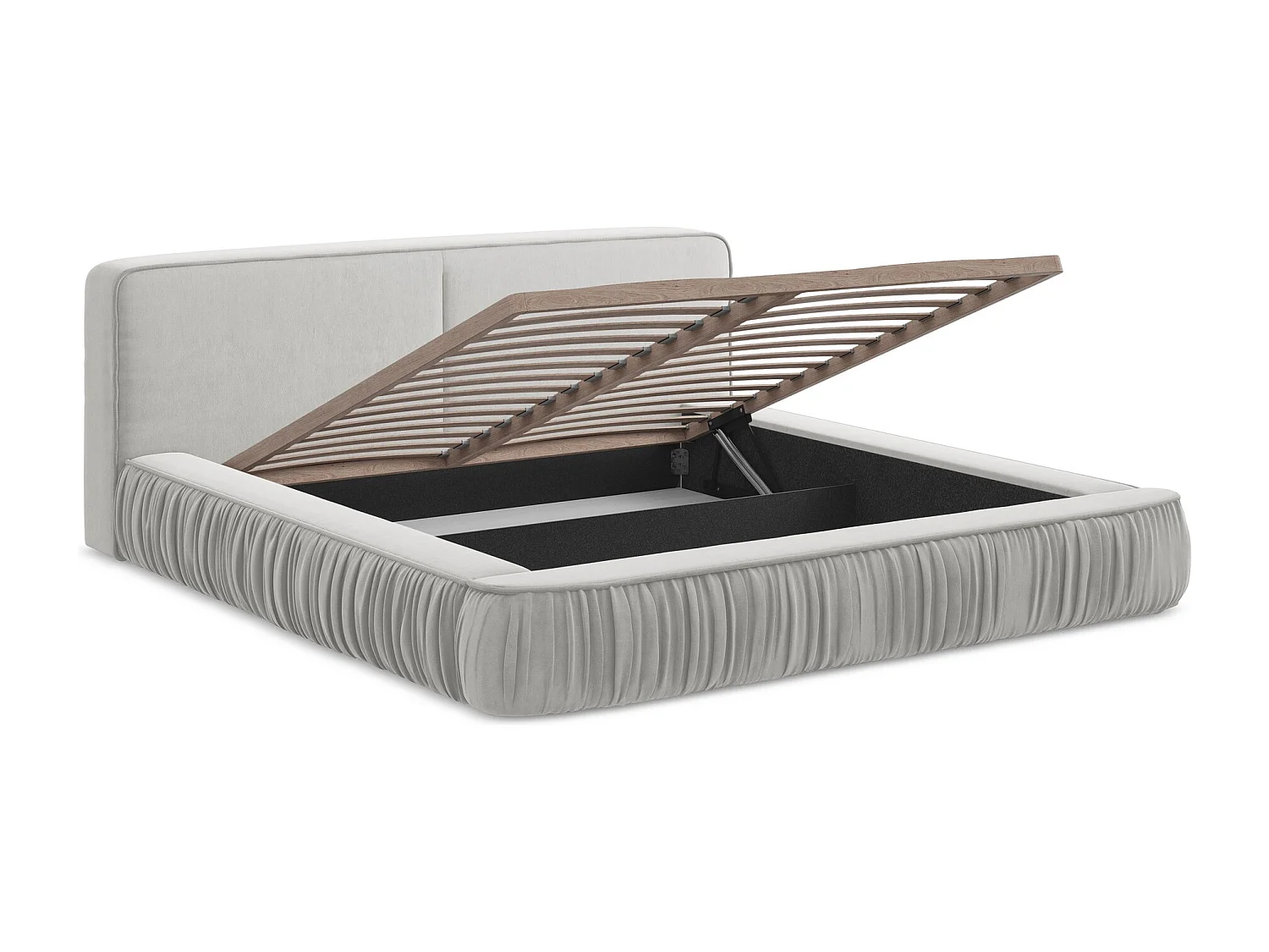 Lit rembourré avec rangement 178 x 238 - en Samt - argent - KEONI