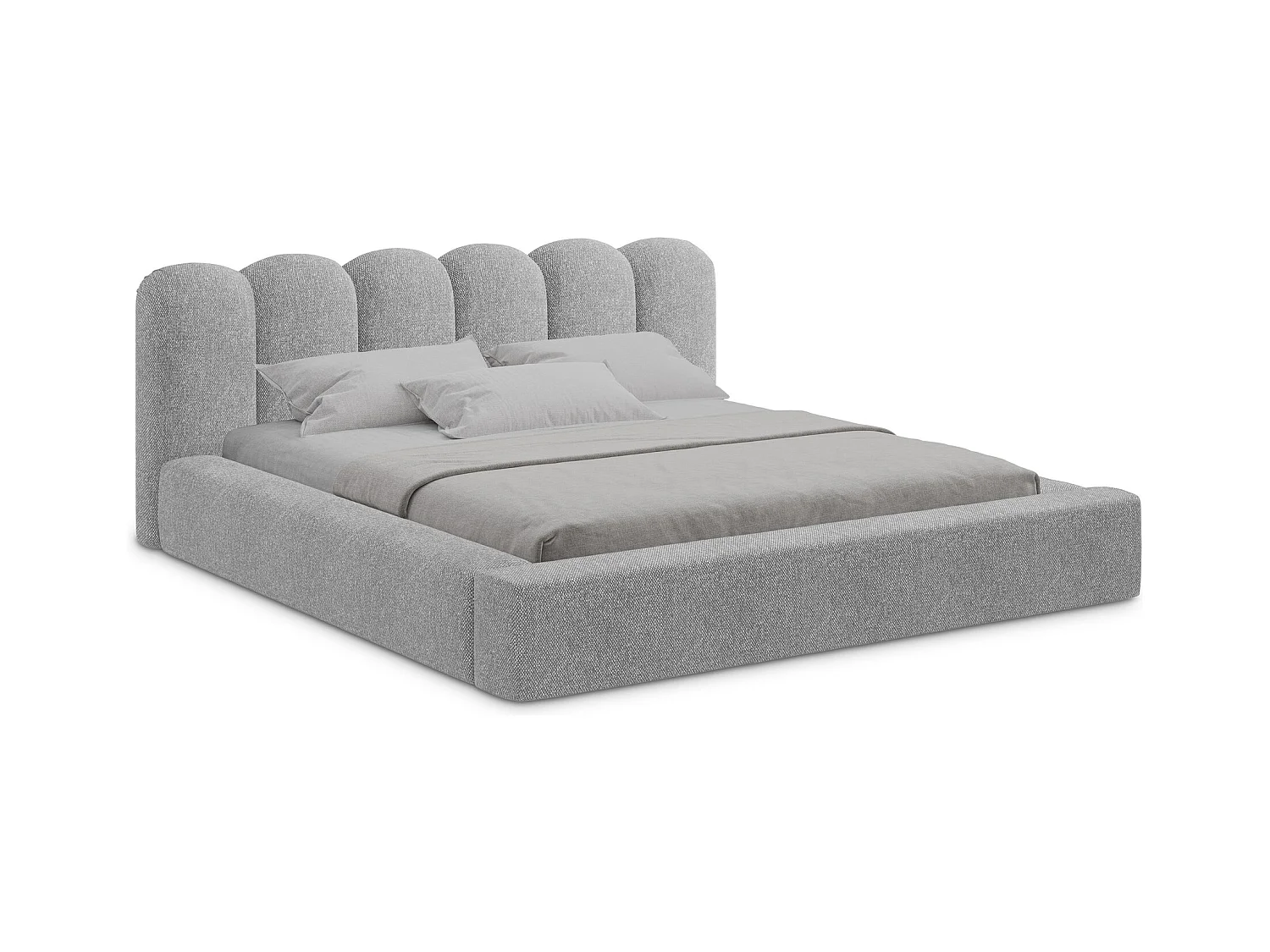 Lit rembourré avec rangement 220 x 238 - en Strukturstoff - gris clair - MANO